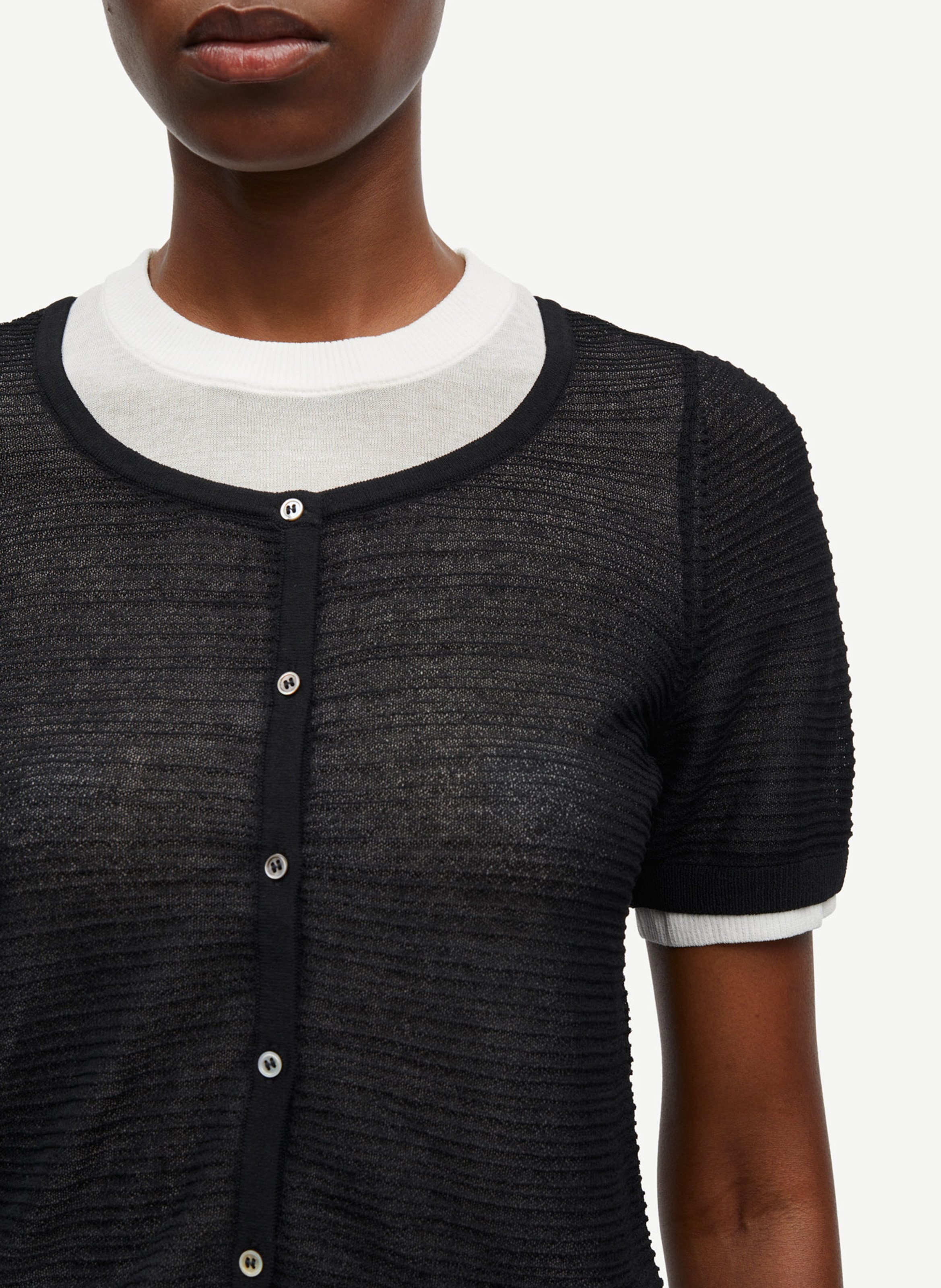 Cardigan droit en coton mélangé SAMSOE SAMSOE Noir