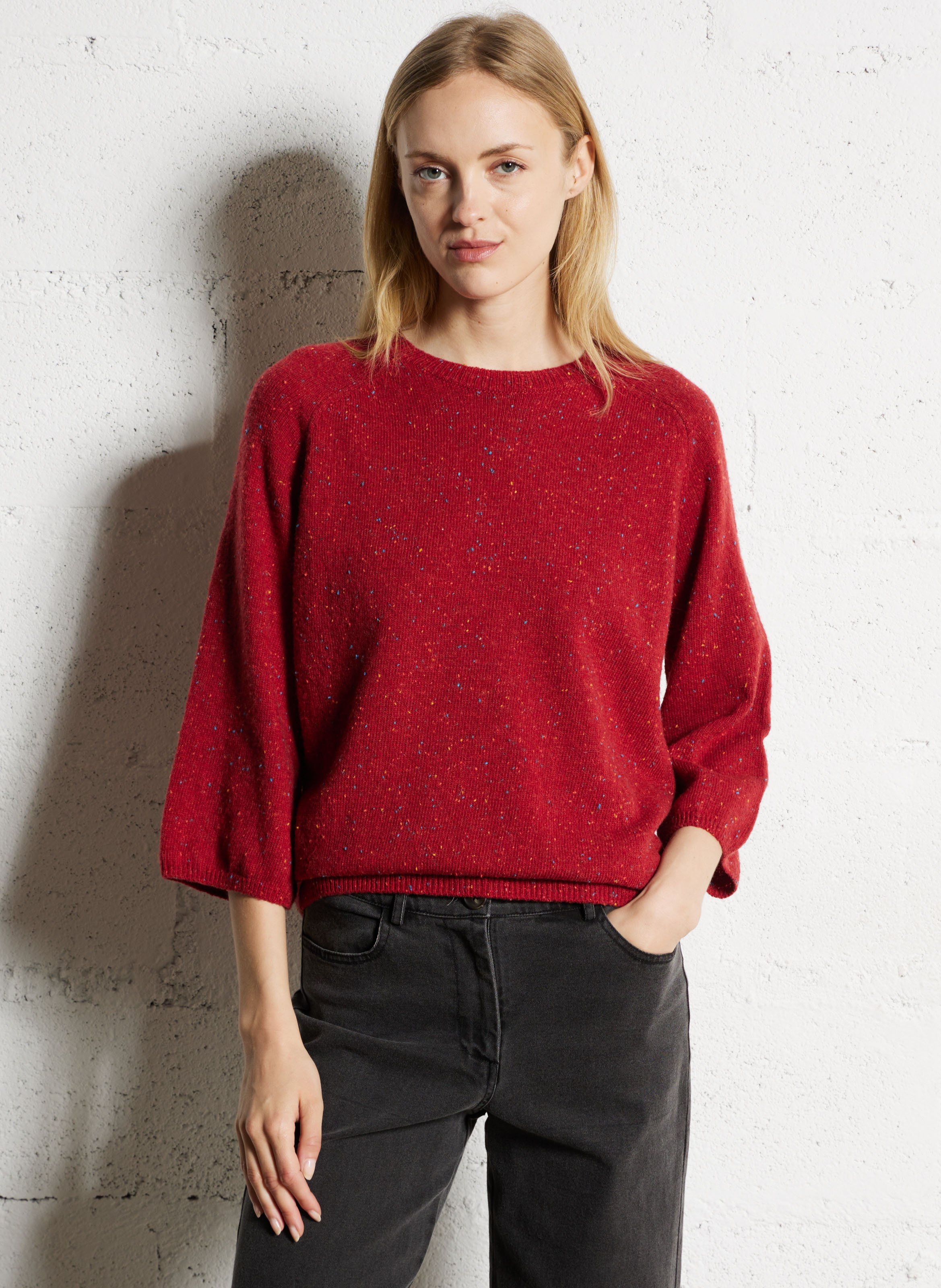 Pull droit en laine mélangée NICE THINGS Rouge