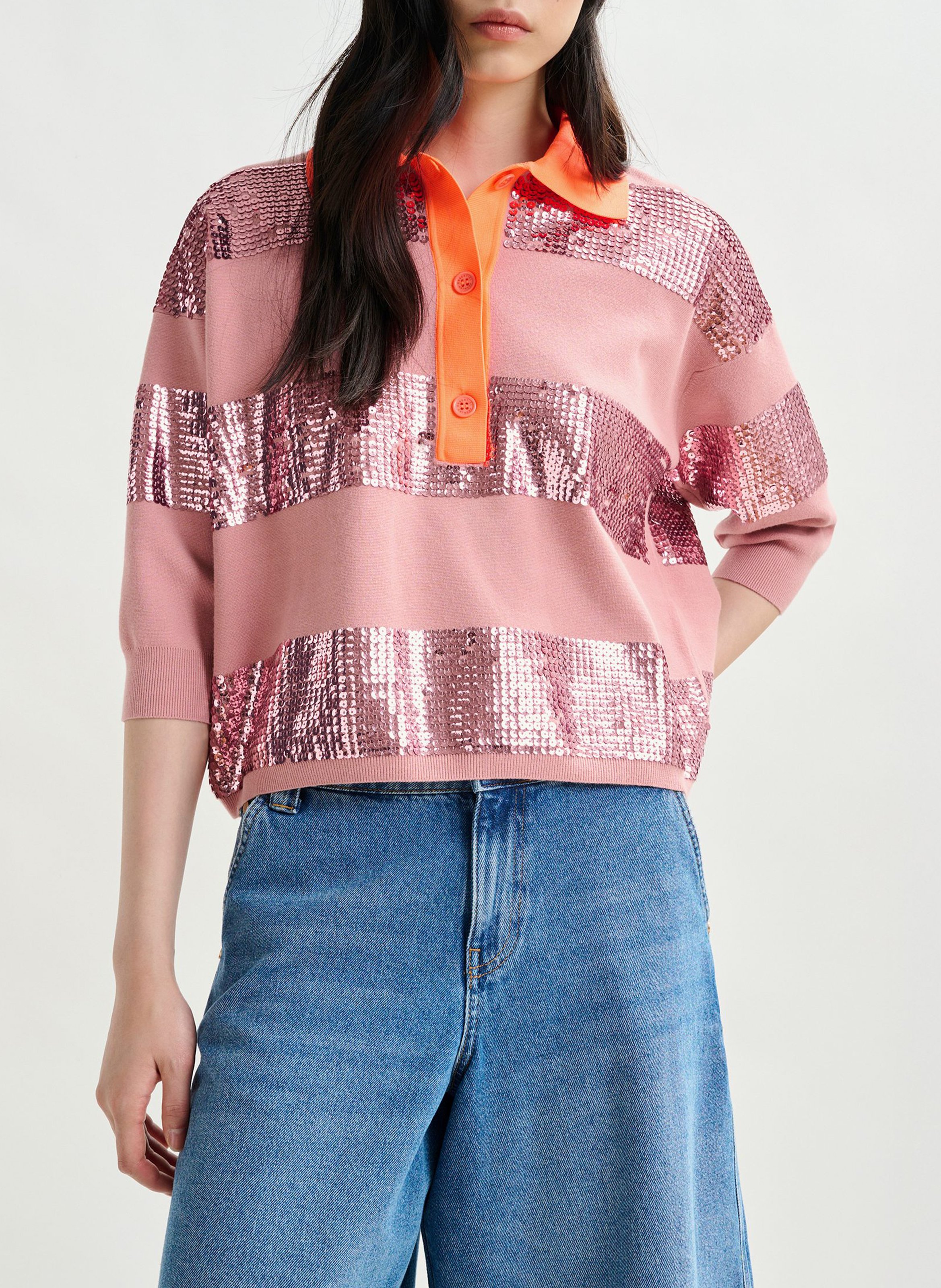 Polo ample à rayures sequins ESSENTIEL ANTWERP