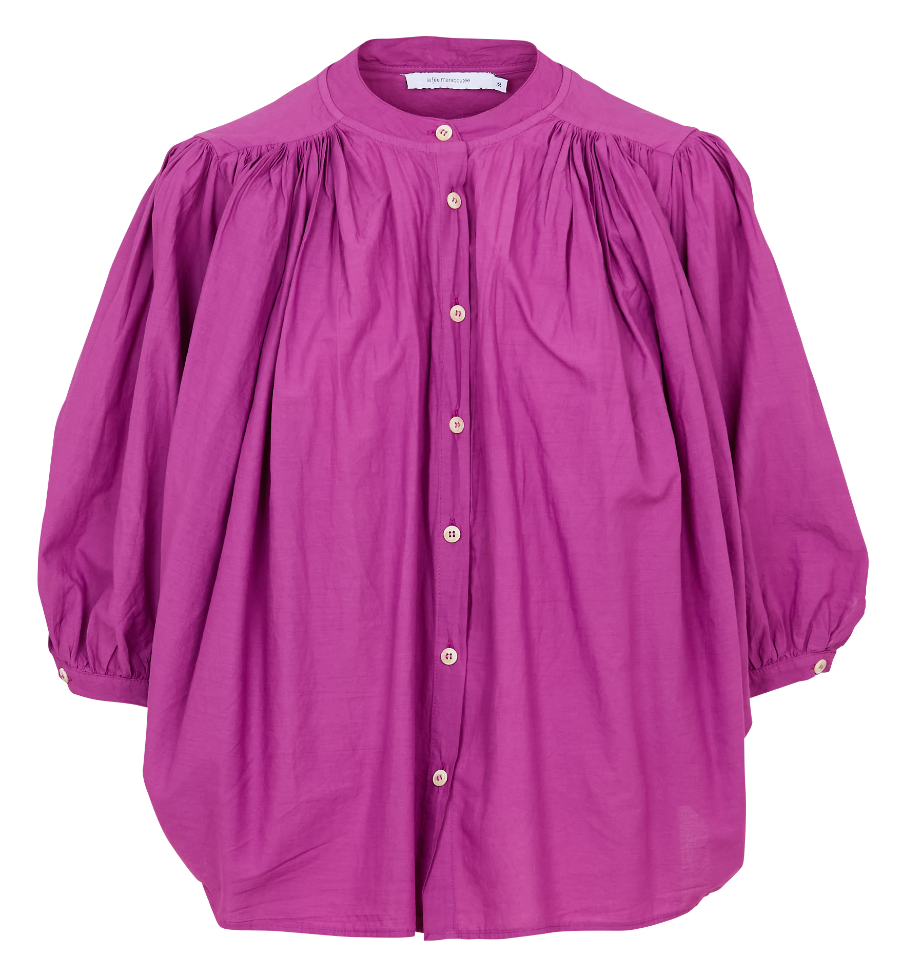 Wijdvallende effen katoenen blouse LA FEE MARABOUTEE Roze