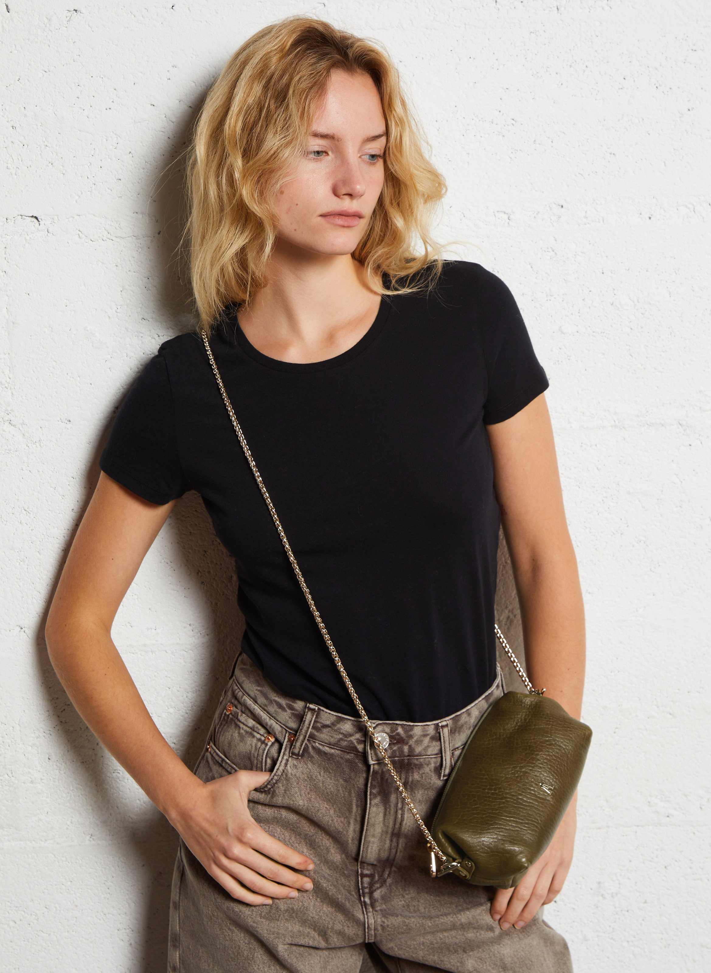 Sac porté épaule en cuir  CRAIE STUDIO Kaki