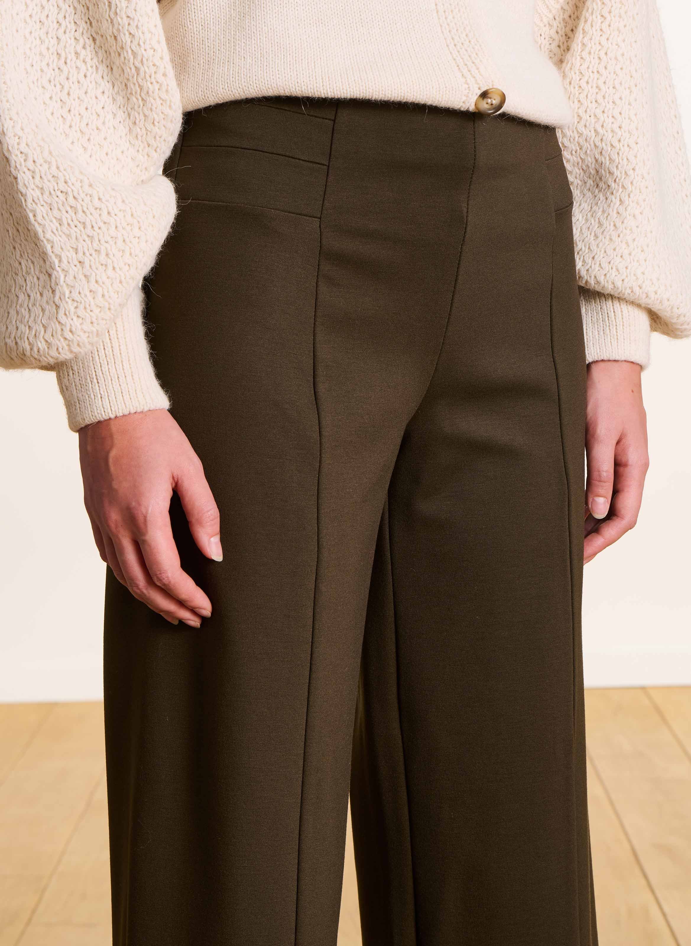 Cropped straight-leg pants LA FEE MARABOUTEE Brown