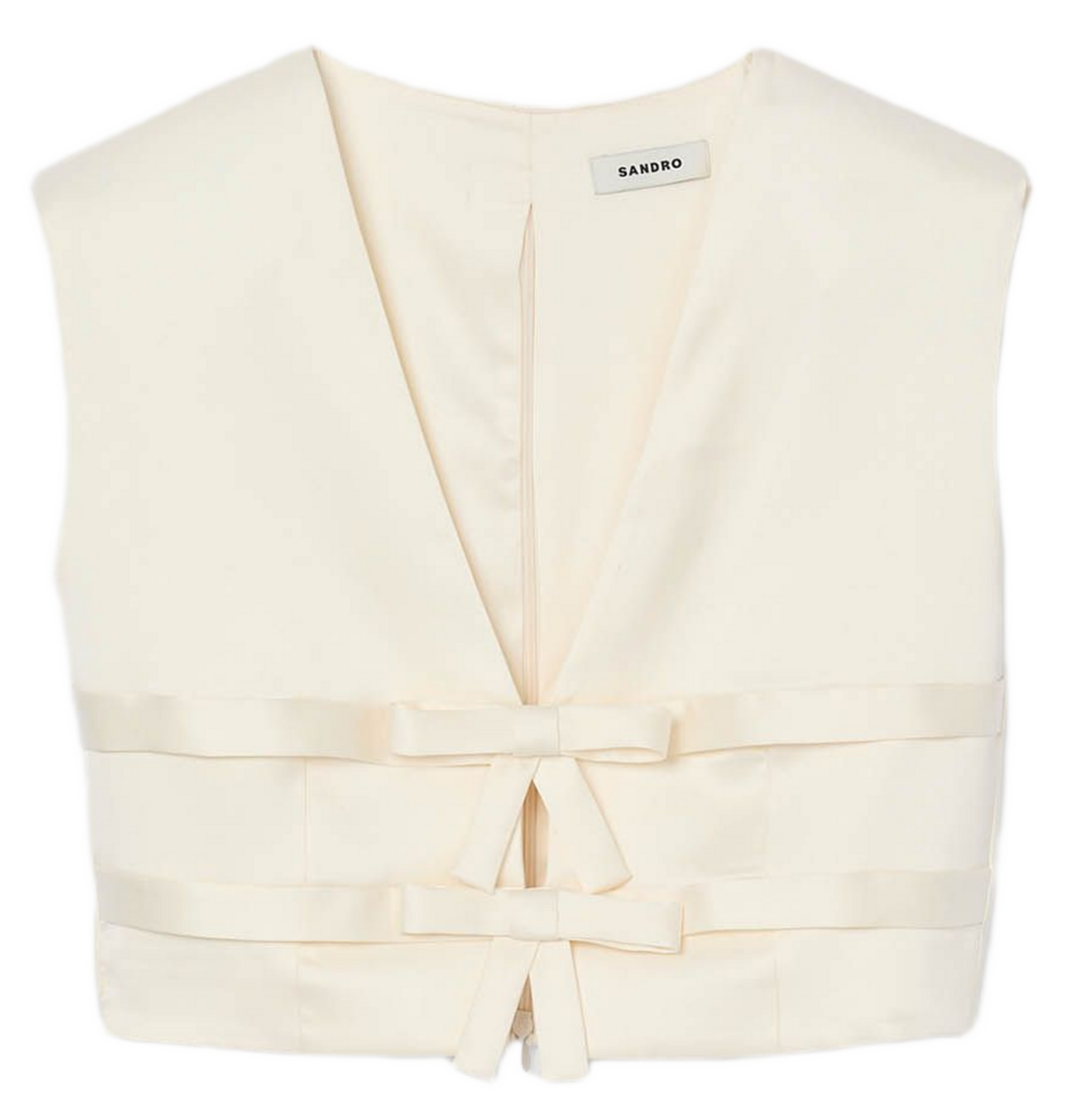 Mouwloze satijnen top met strikken SANDRO Wit