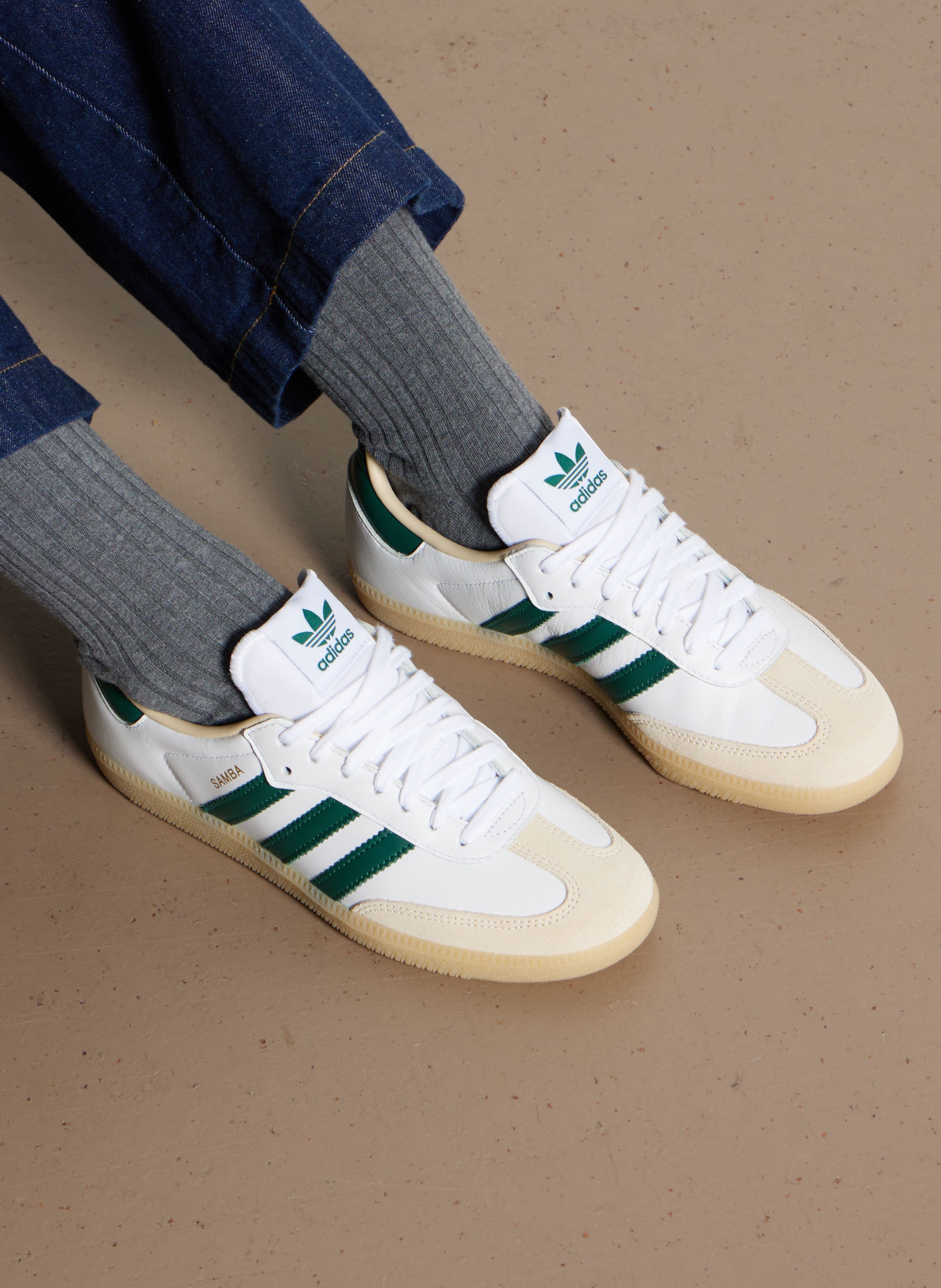 Baskets basses en cuir ADIDAS Blanc