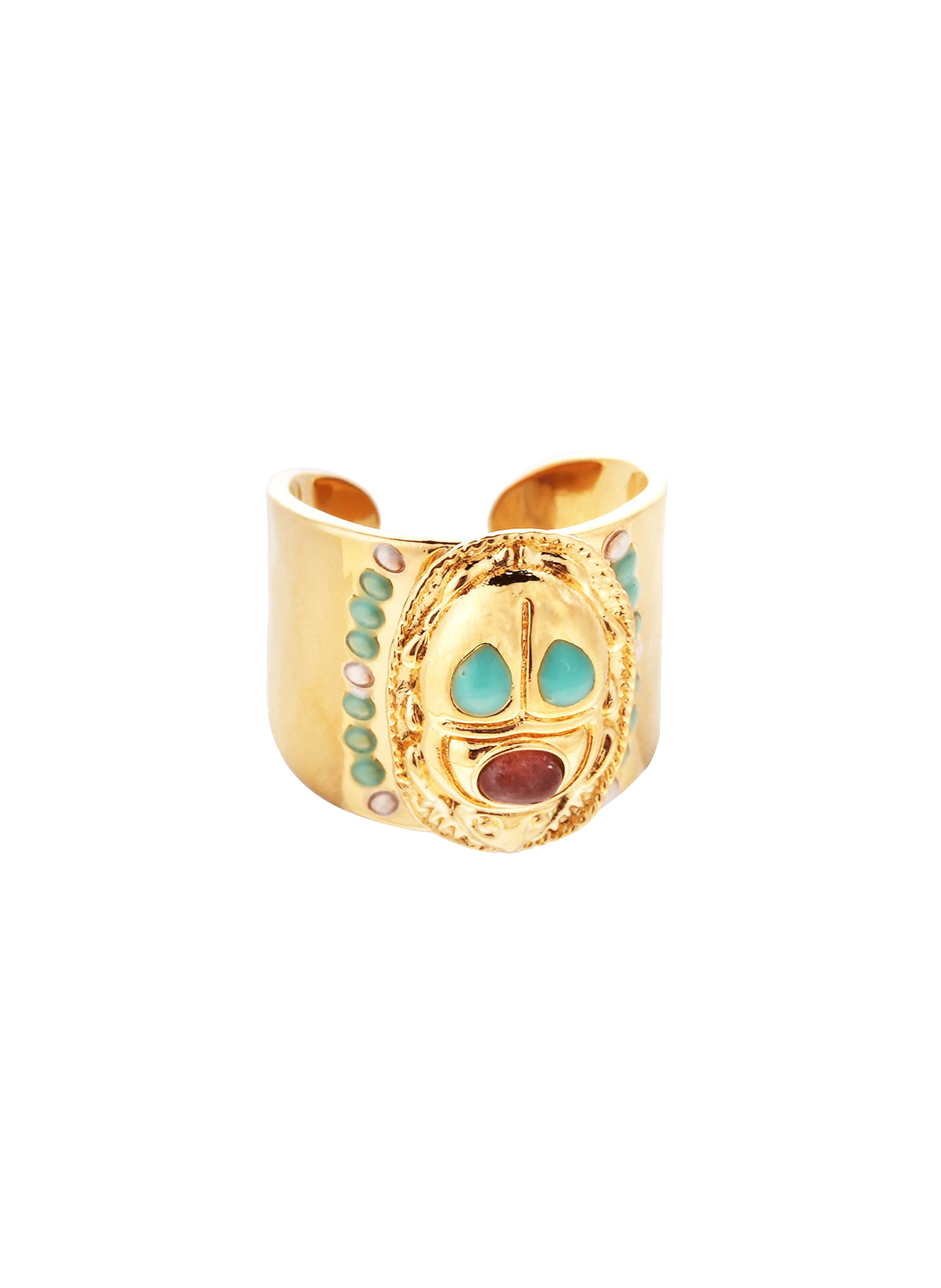 Adjustable scarab cabochon ring with enamel HIPANEMA Blue