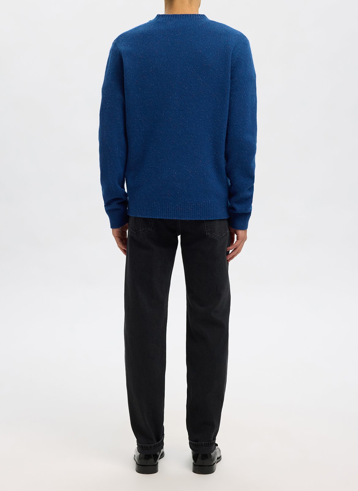 Pull droit uni en laine mélangée SELECTED Bleu