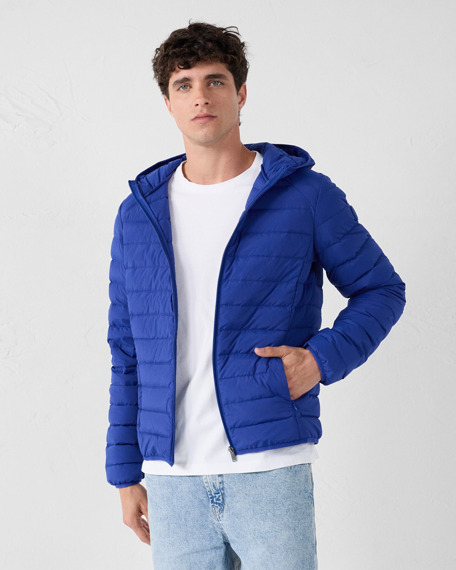 Frantz Stretch Lightweight Hooded Puffer Coat JOTT Blue