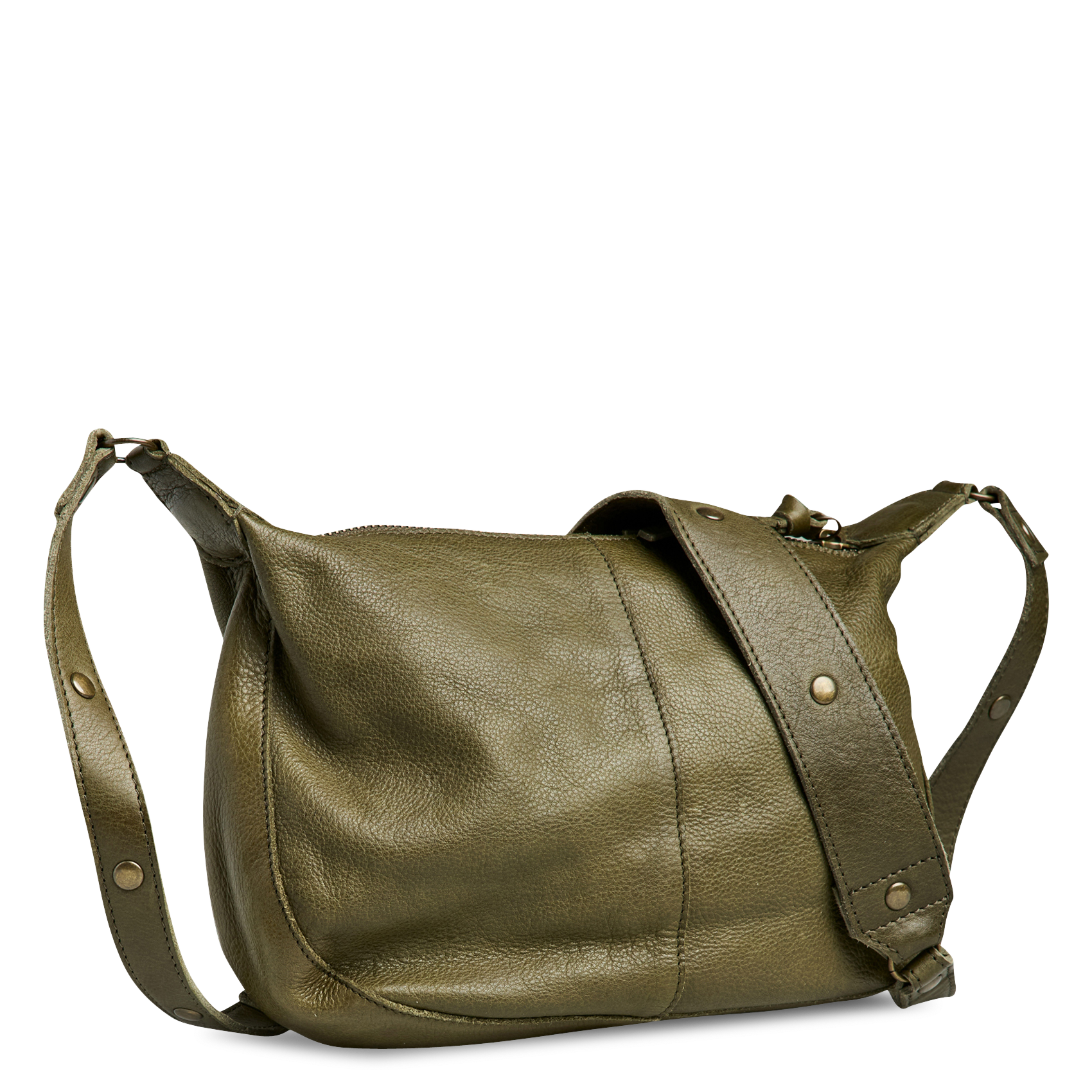 Lederen schoudertas PIECES Groen