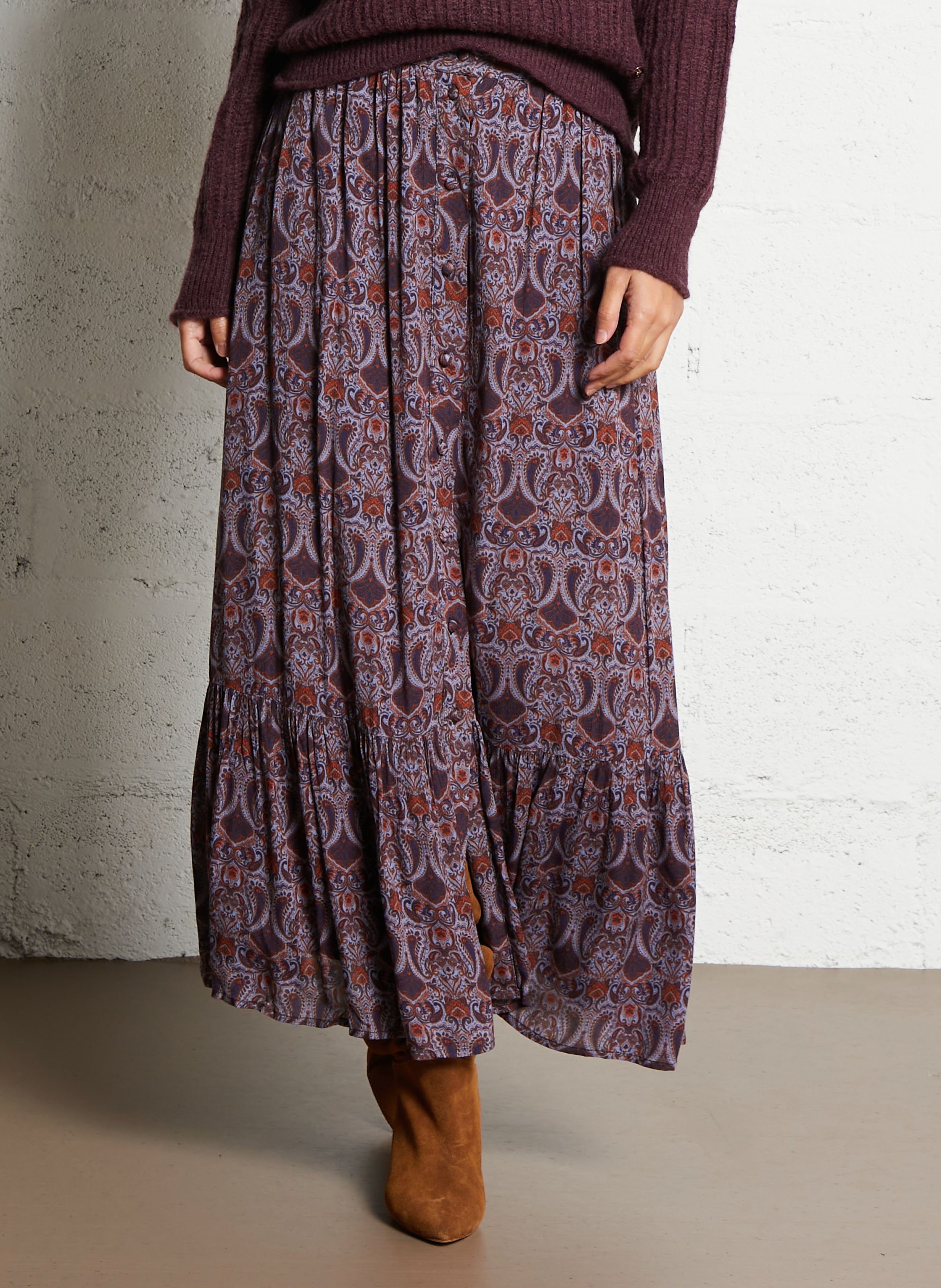 Wijd uitlopende hoge taille bedrukte rok LA PETITE ETOILE Veelkleurig