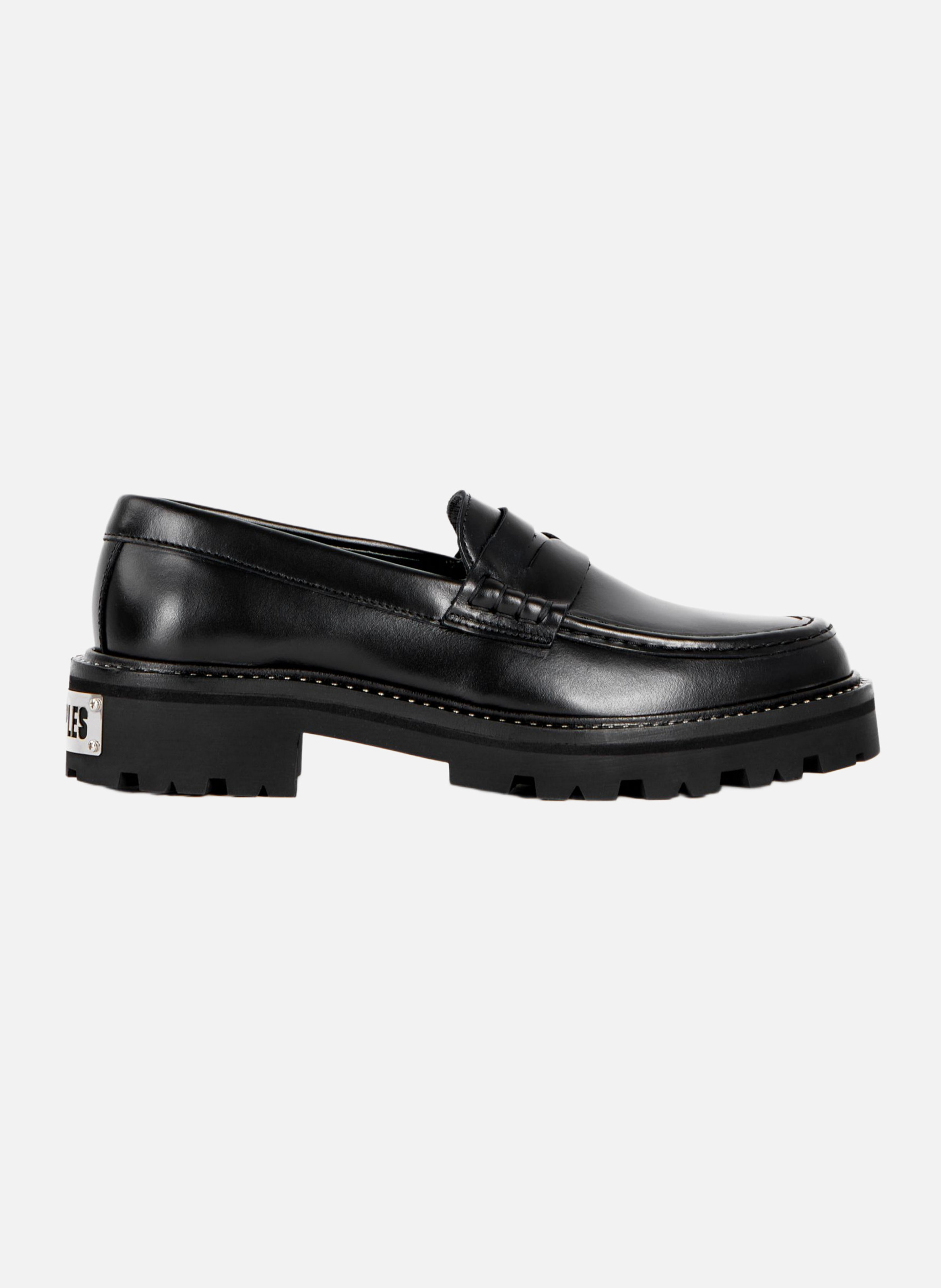 Leather moccasins with serrated sole THE KOOPLES Black