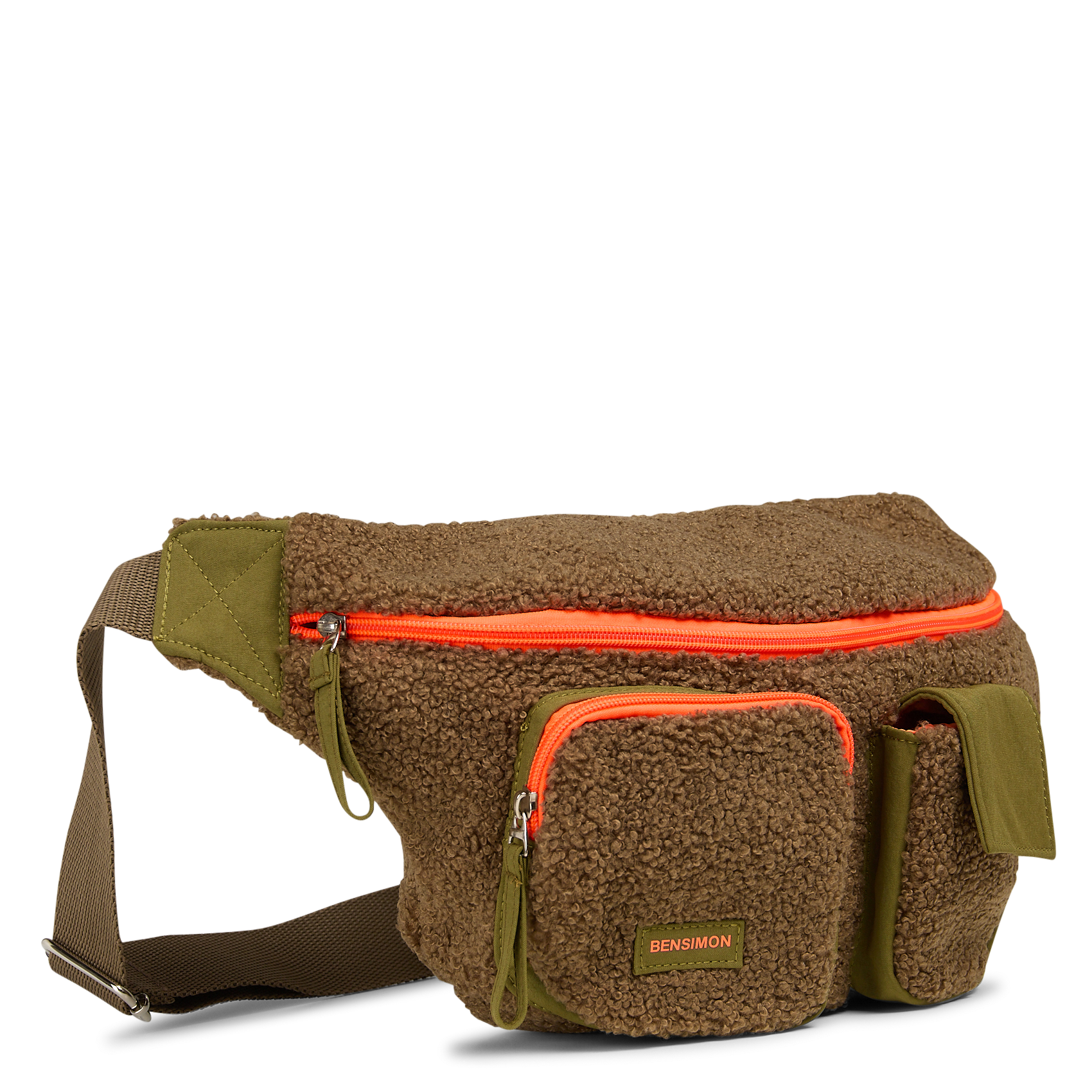 Sac banane en fourrure synthétique Kaki