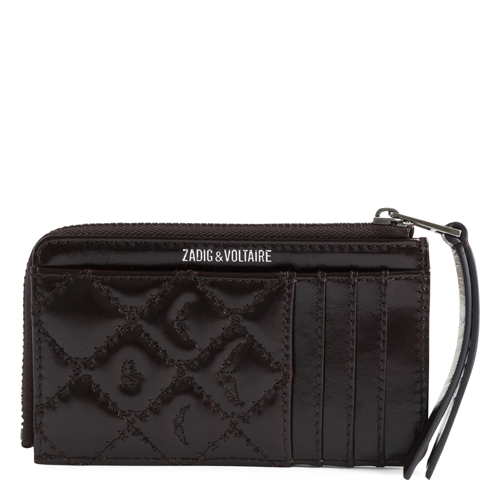 - 100% leather, - 6 cardholder slots, - 1 central compartment, - Size: L10 x H7 cm. ZADIG&VOLTAIRE Brown