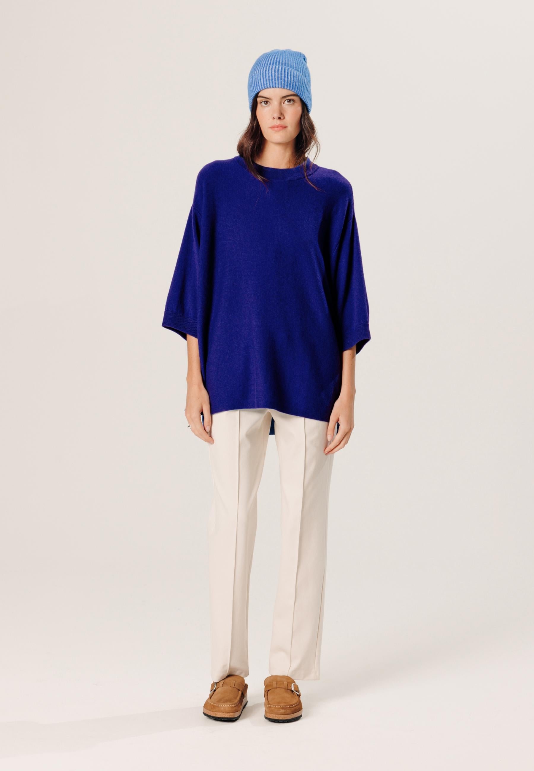 Cashmere 3/4 sleeve poncho RODIER Blue