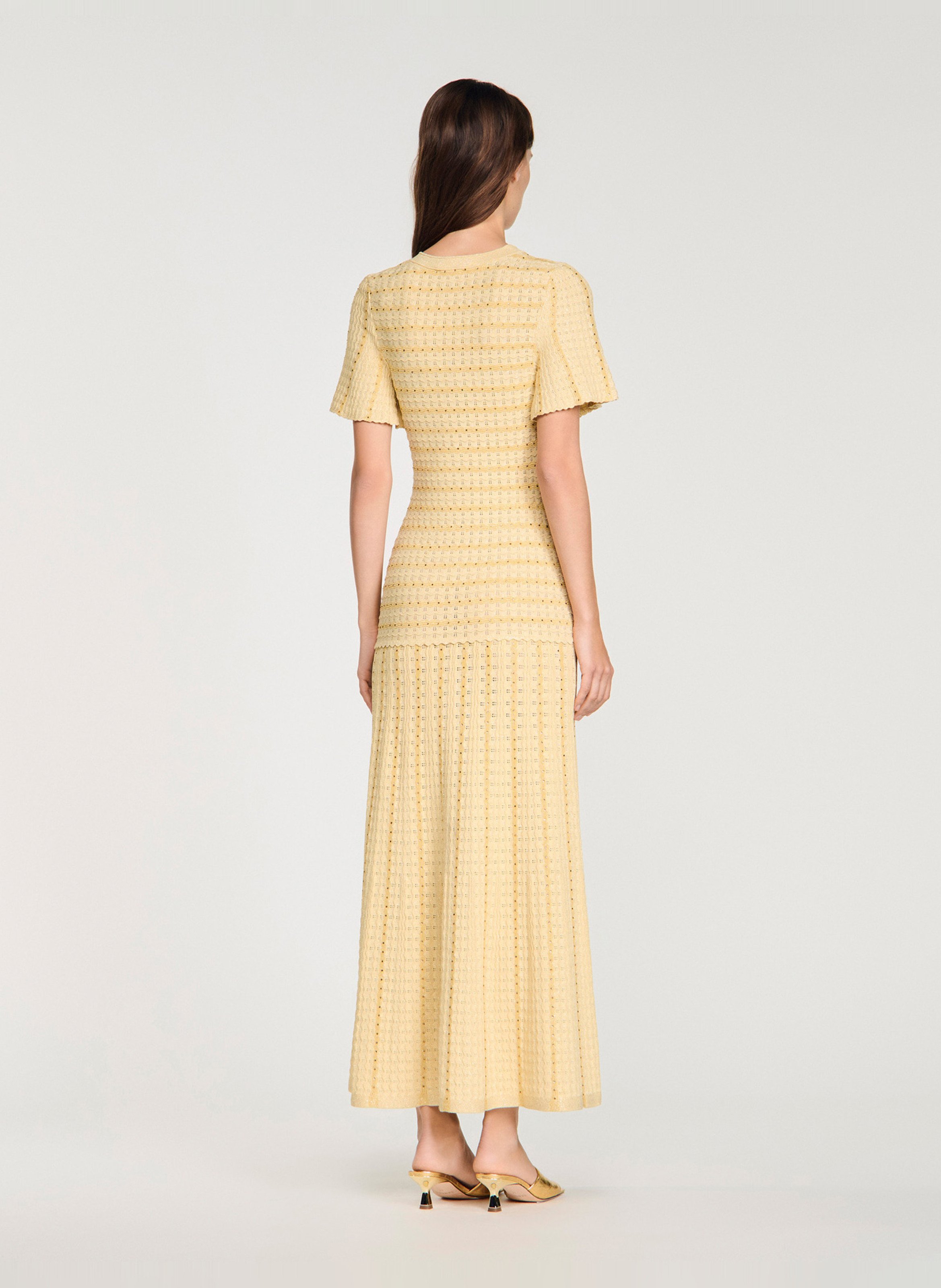 Robe longue col rond évasée SANDRO Doré