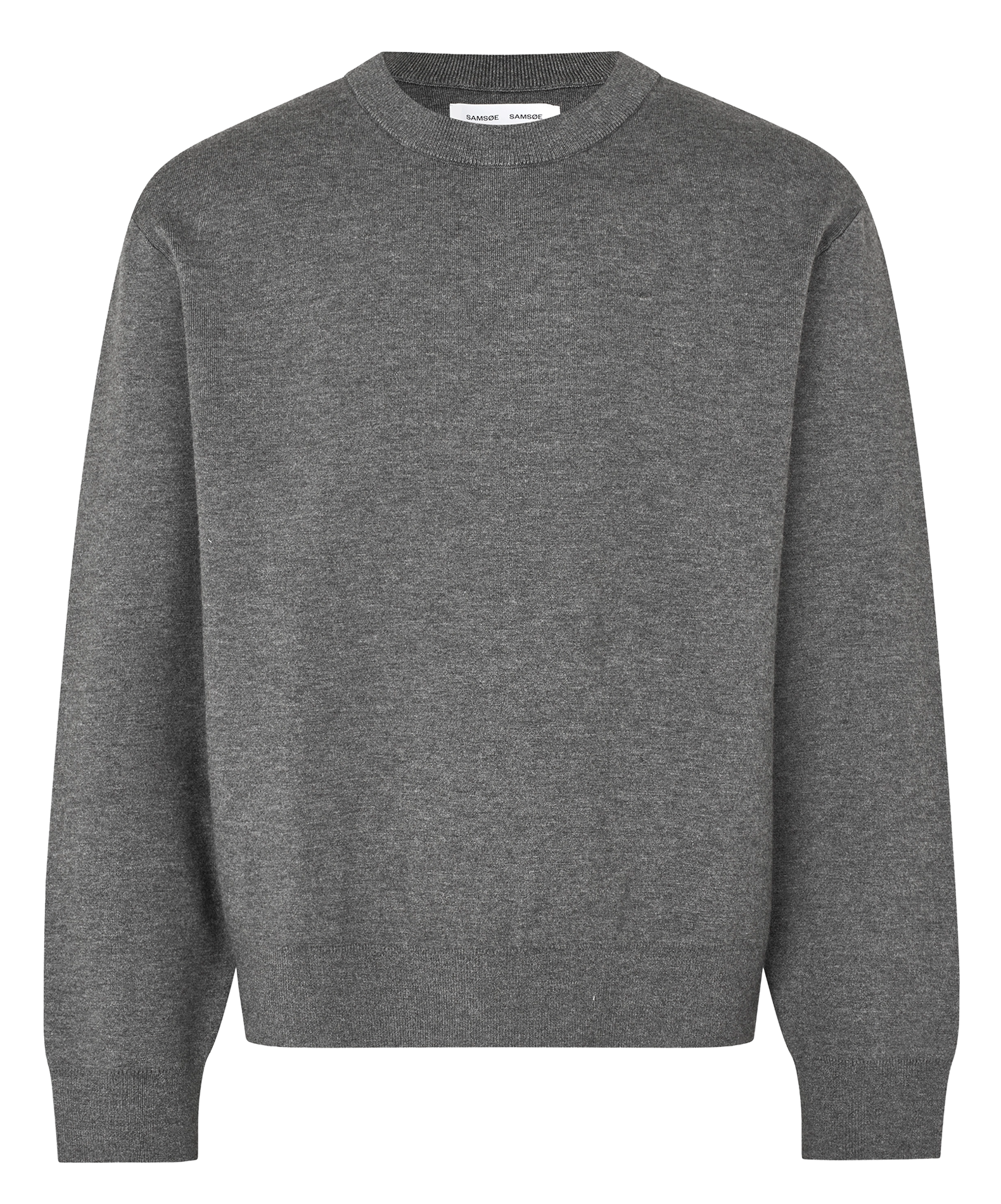 Gerade geschnittener Rundhalspullover SAMSOE SAMSOE Grau