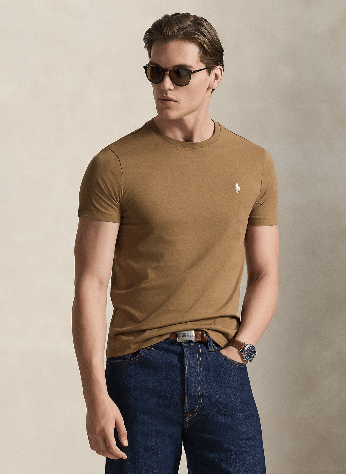 Slim-fit cotton T-shirt POLO RALPH LAUREN Brown