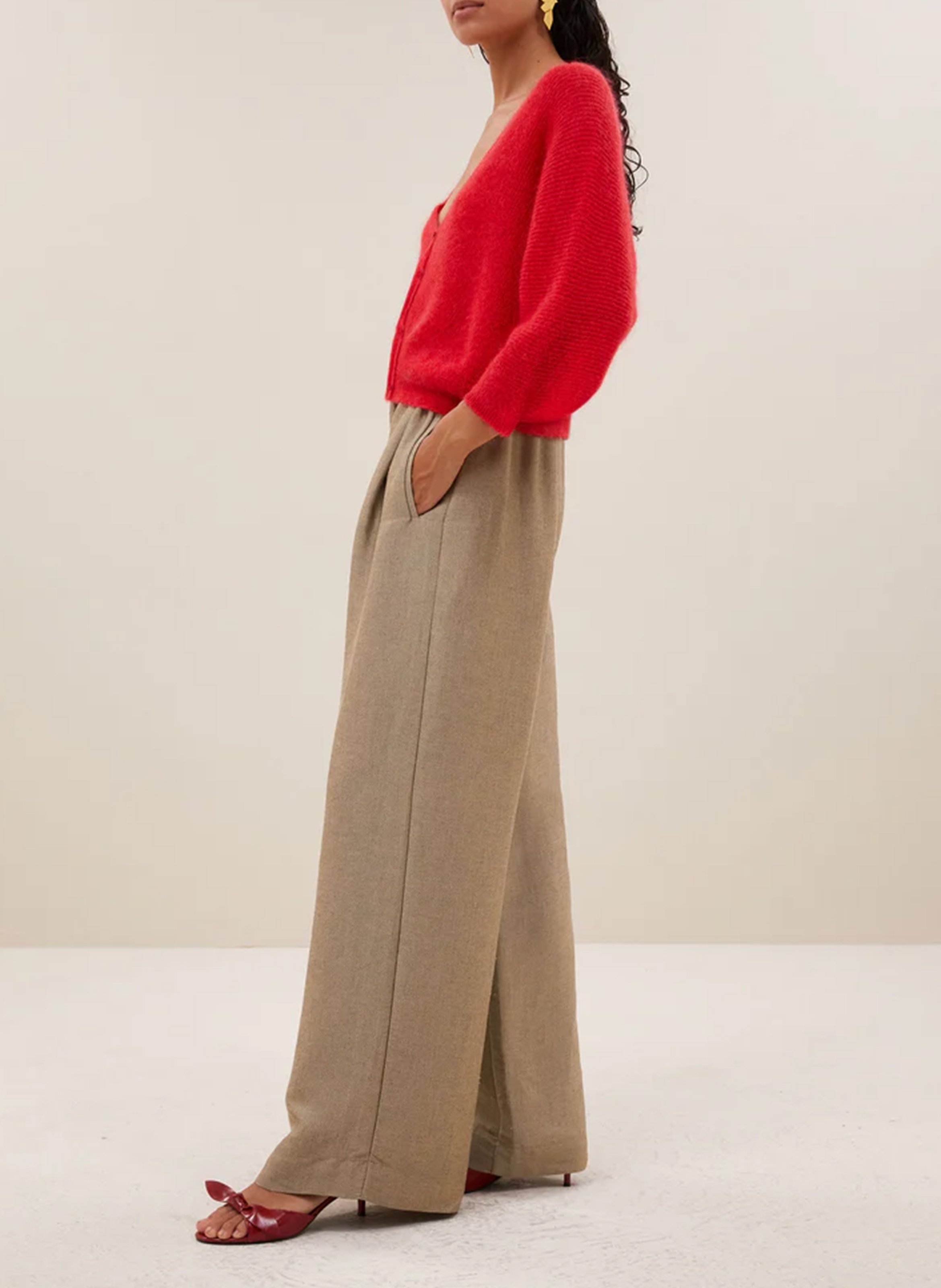 Recht, gebreid vest BY BAR Rood