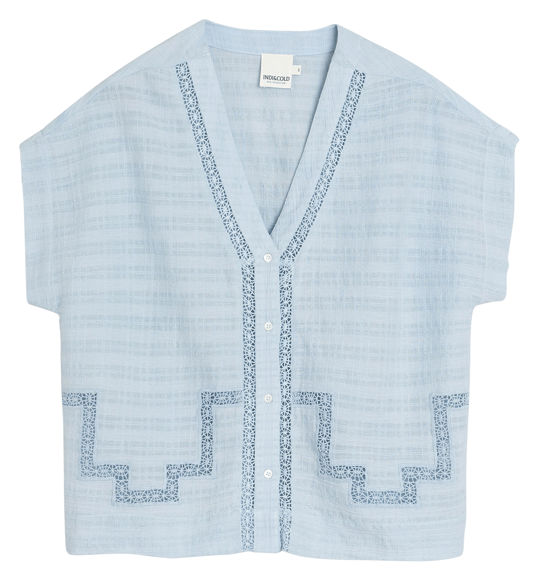 Baumwollbluse mit V-Ausschnitt INDI & COLD Blau