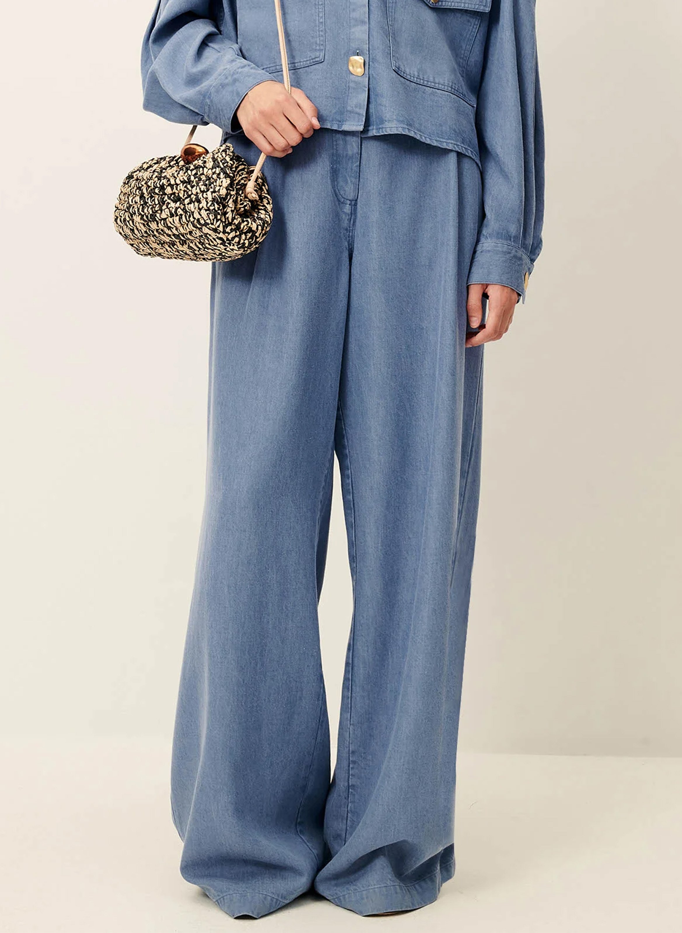 Pantalon large taille haute SESSUN Bleu