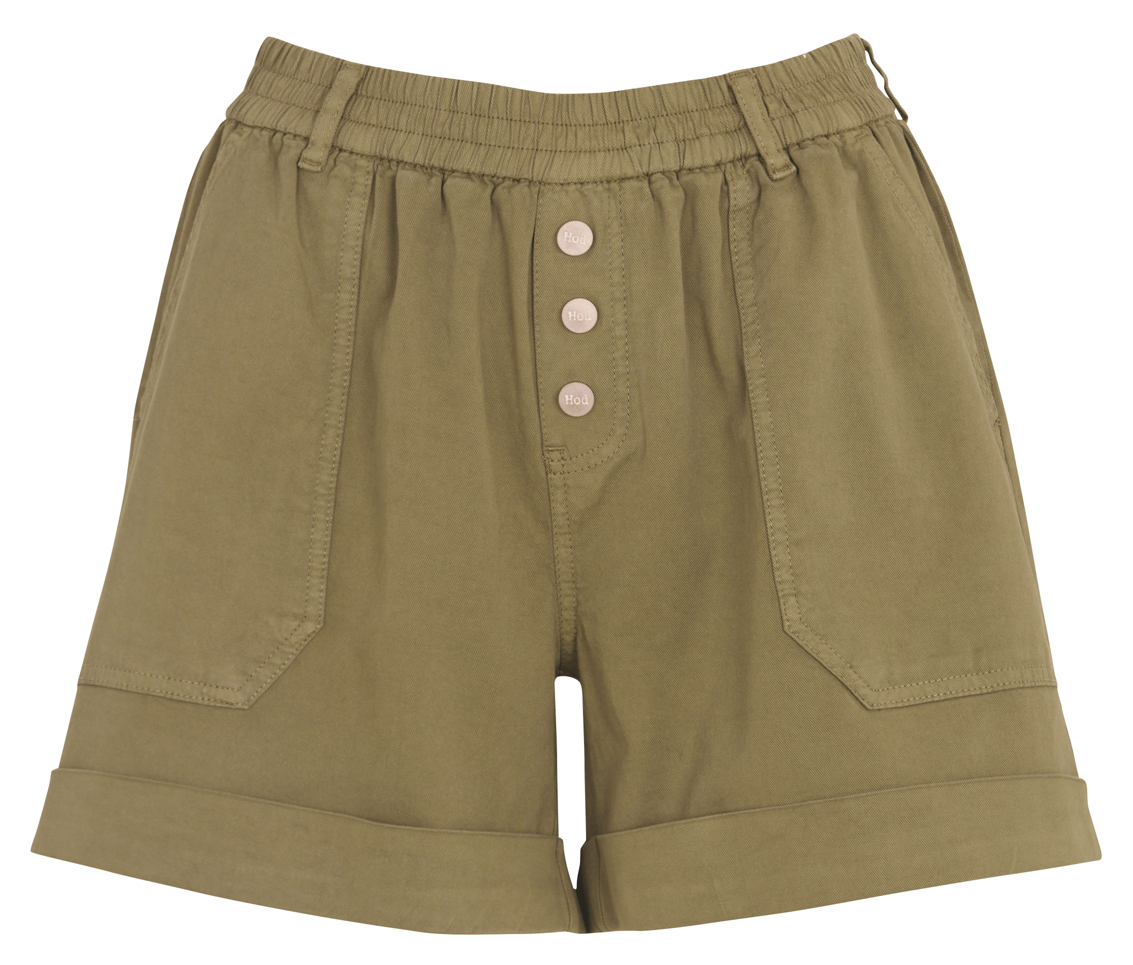 Kurze hohe Taille mit elastischem Bund in Uni. HOD PARIS Khaki