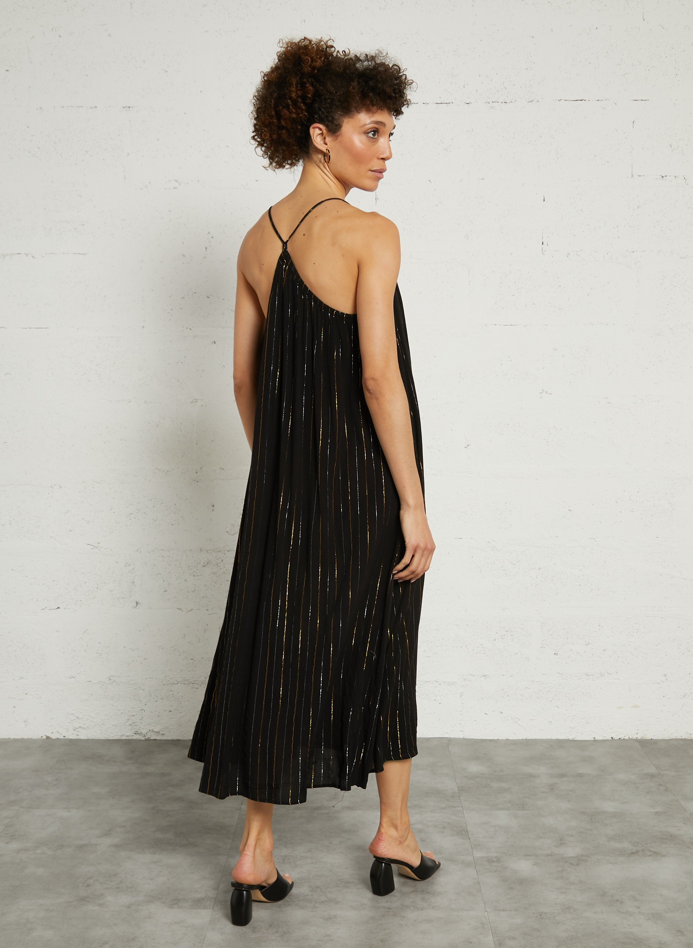 Robe ample sans manches à fils métallisés SEE U SOON Noir