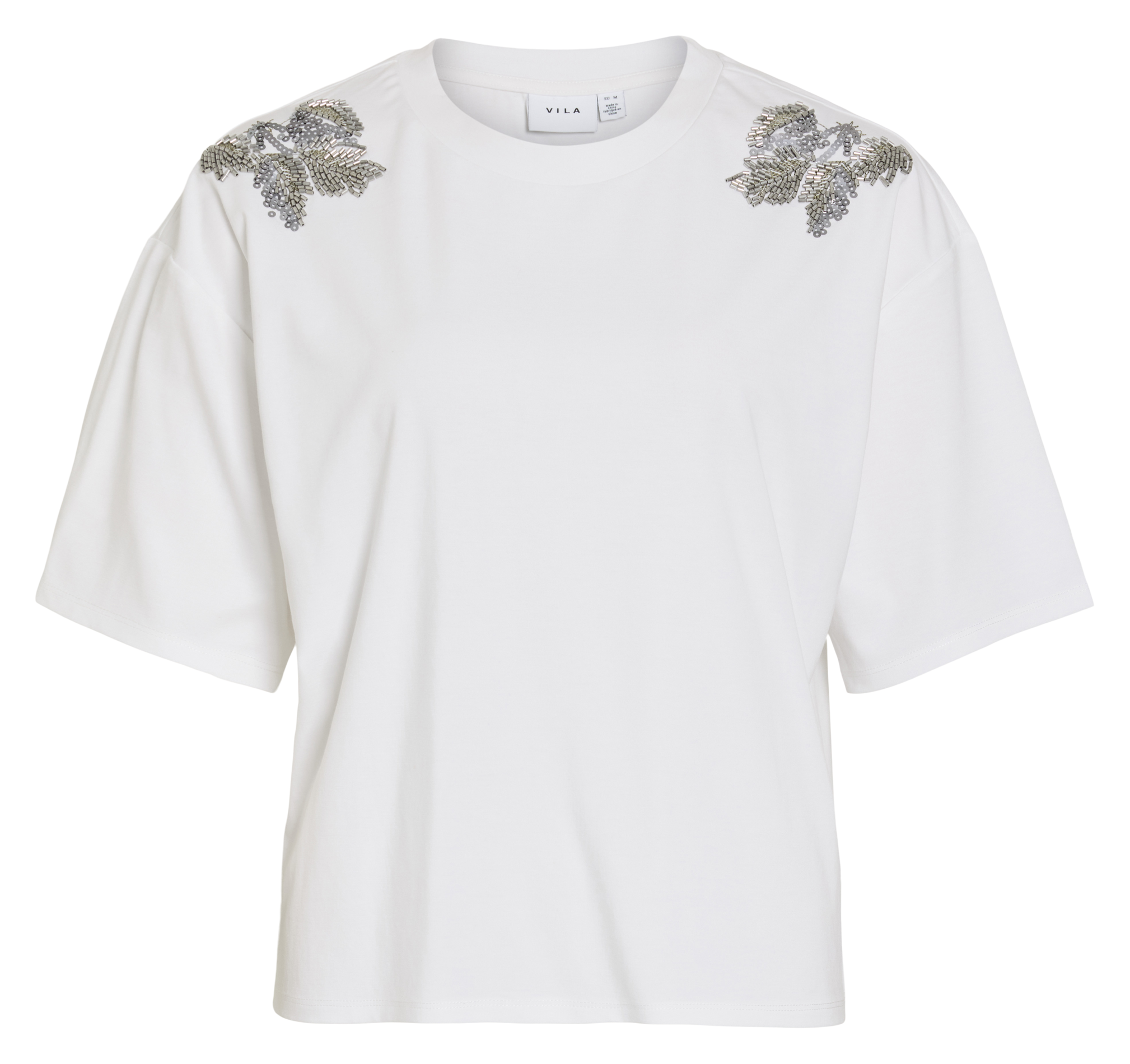 Tee-shirt droit col rond VILA Blanc