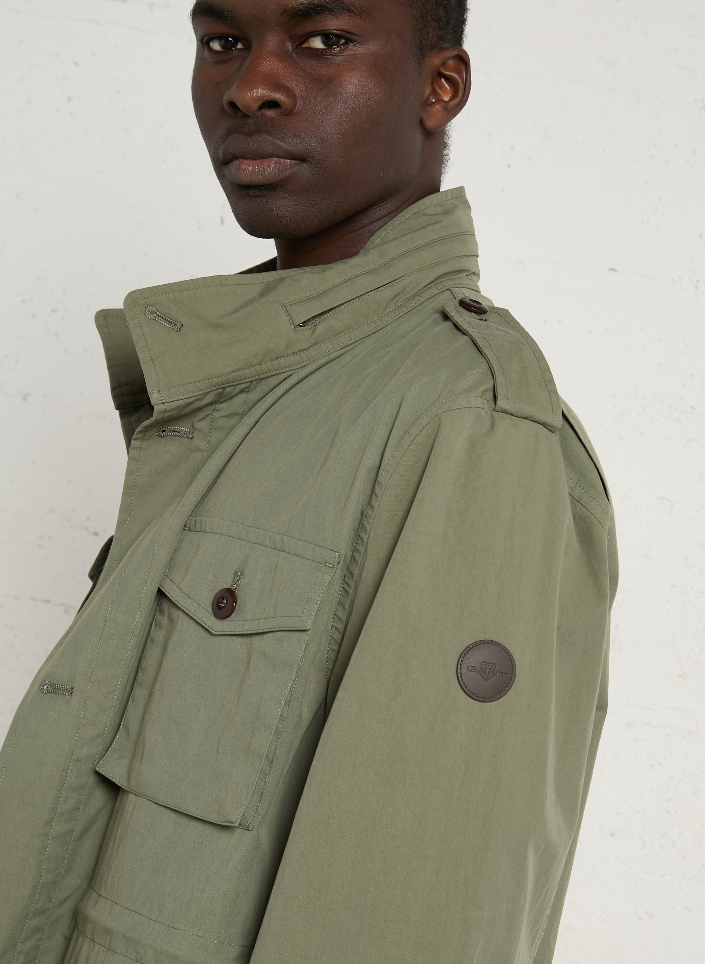 Veste droite col montant en coton mélangé GANT Vert