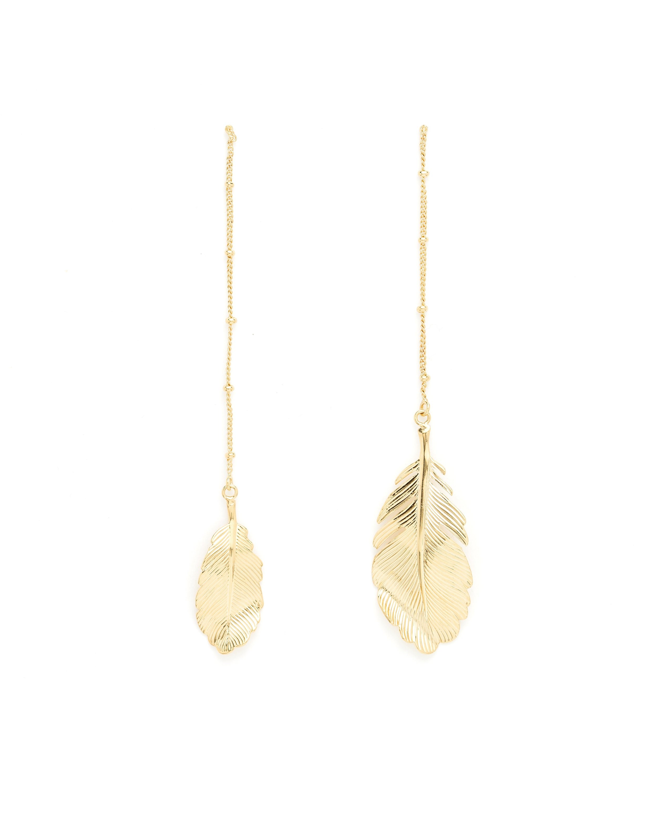 Dangling earrings gold-plated with gold leaves MONSIEUR SIMONE Golden