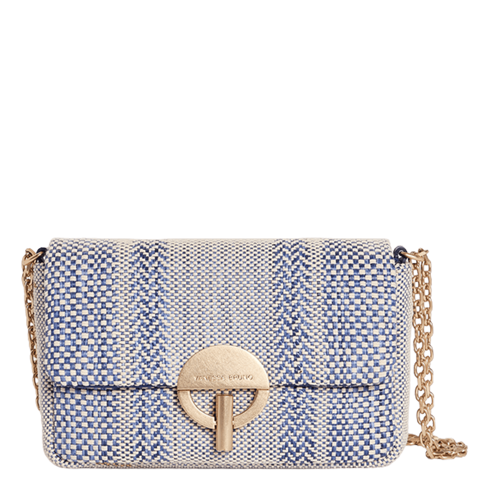 Striped blended cotton crossbody bag VANESSA BRUNO Blue