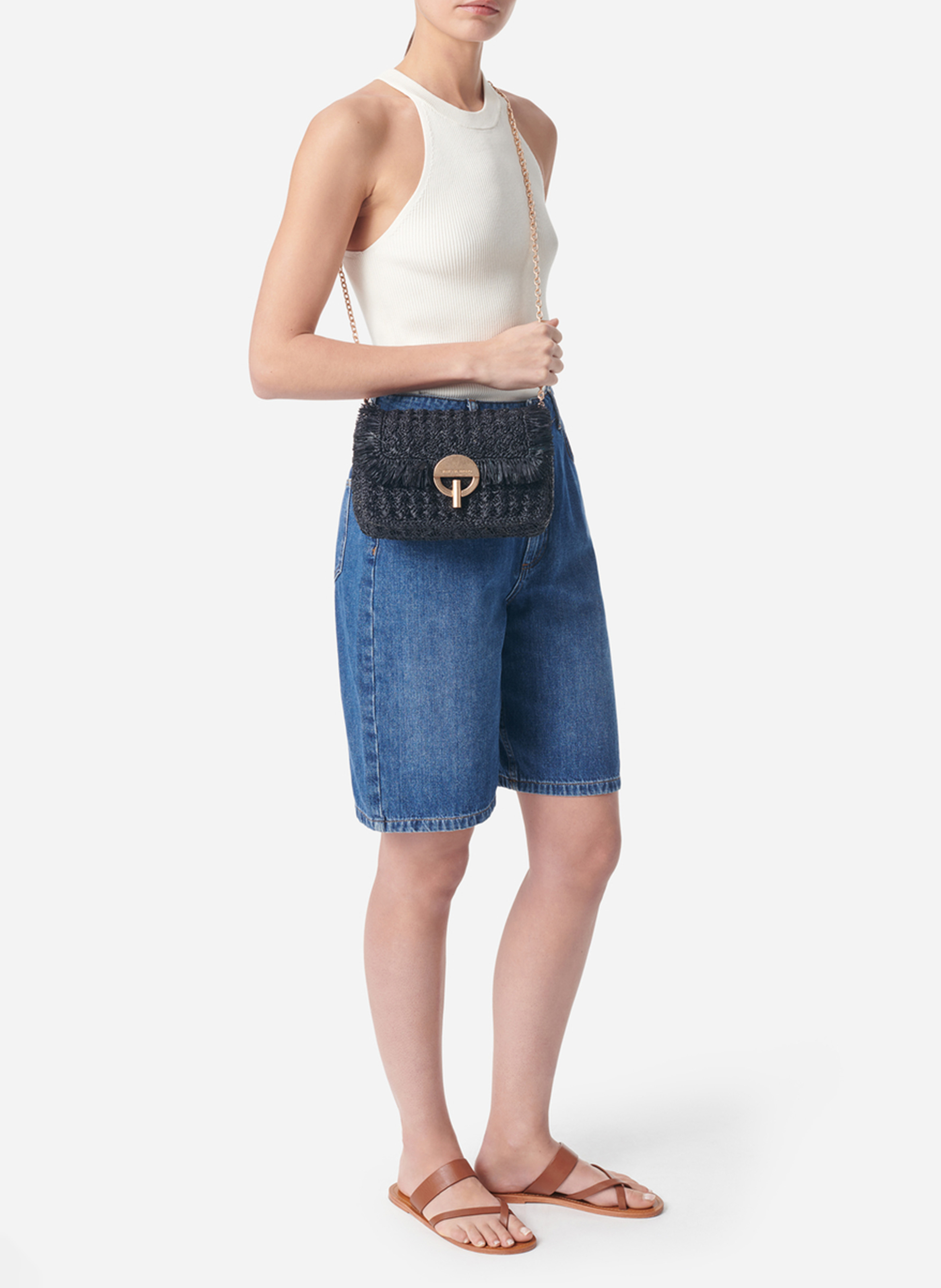 Umhängetasche aus Bast VANESSA BRUNO Schwarz