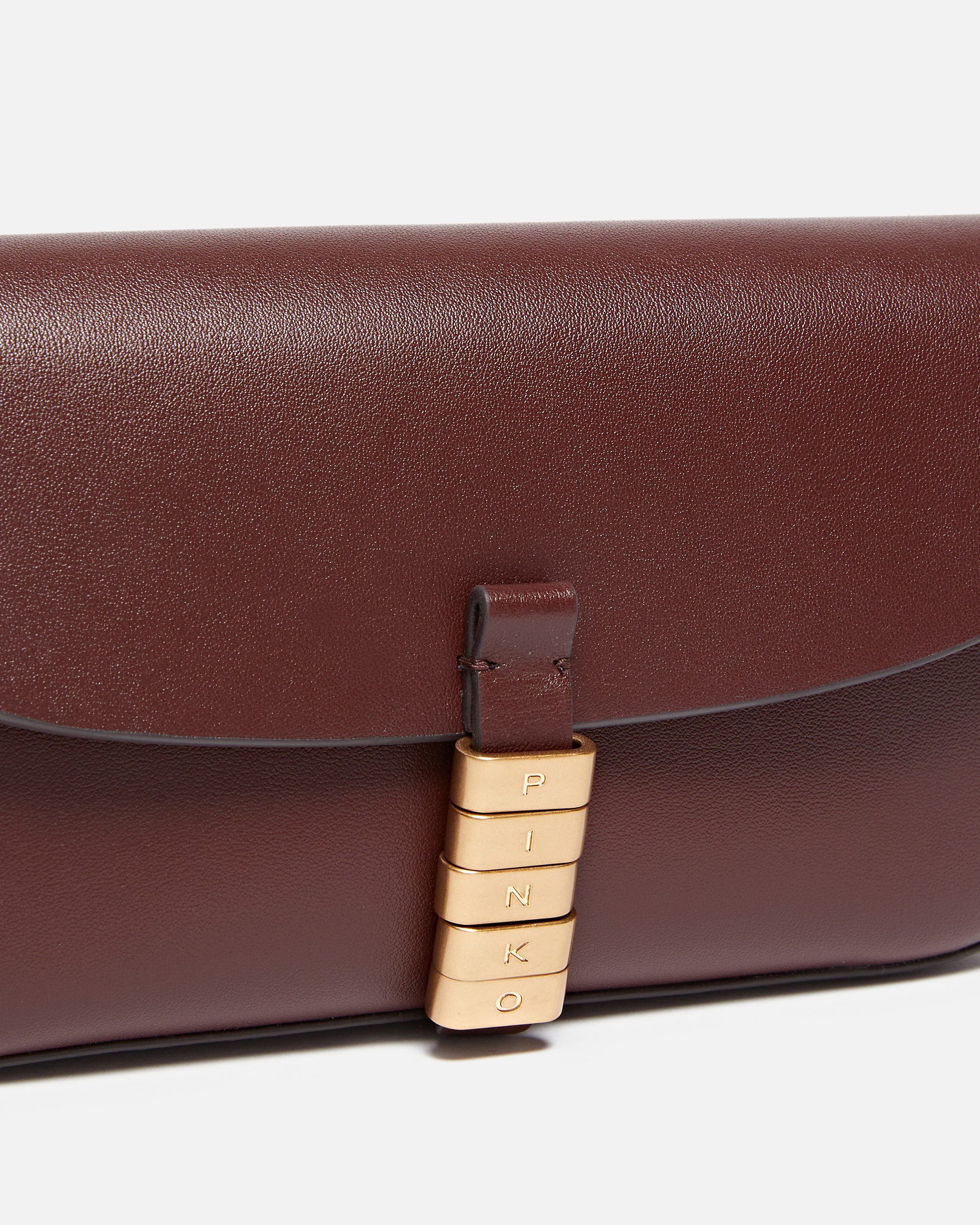 Medium leather saddle flat shoulder bag PINKO Golden