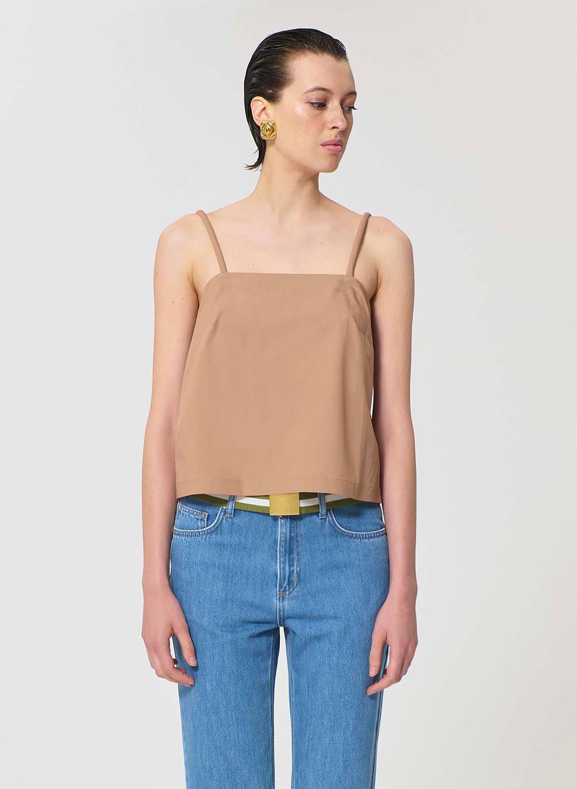 Top court ample en coton TARA JARMON Marron