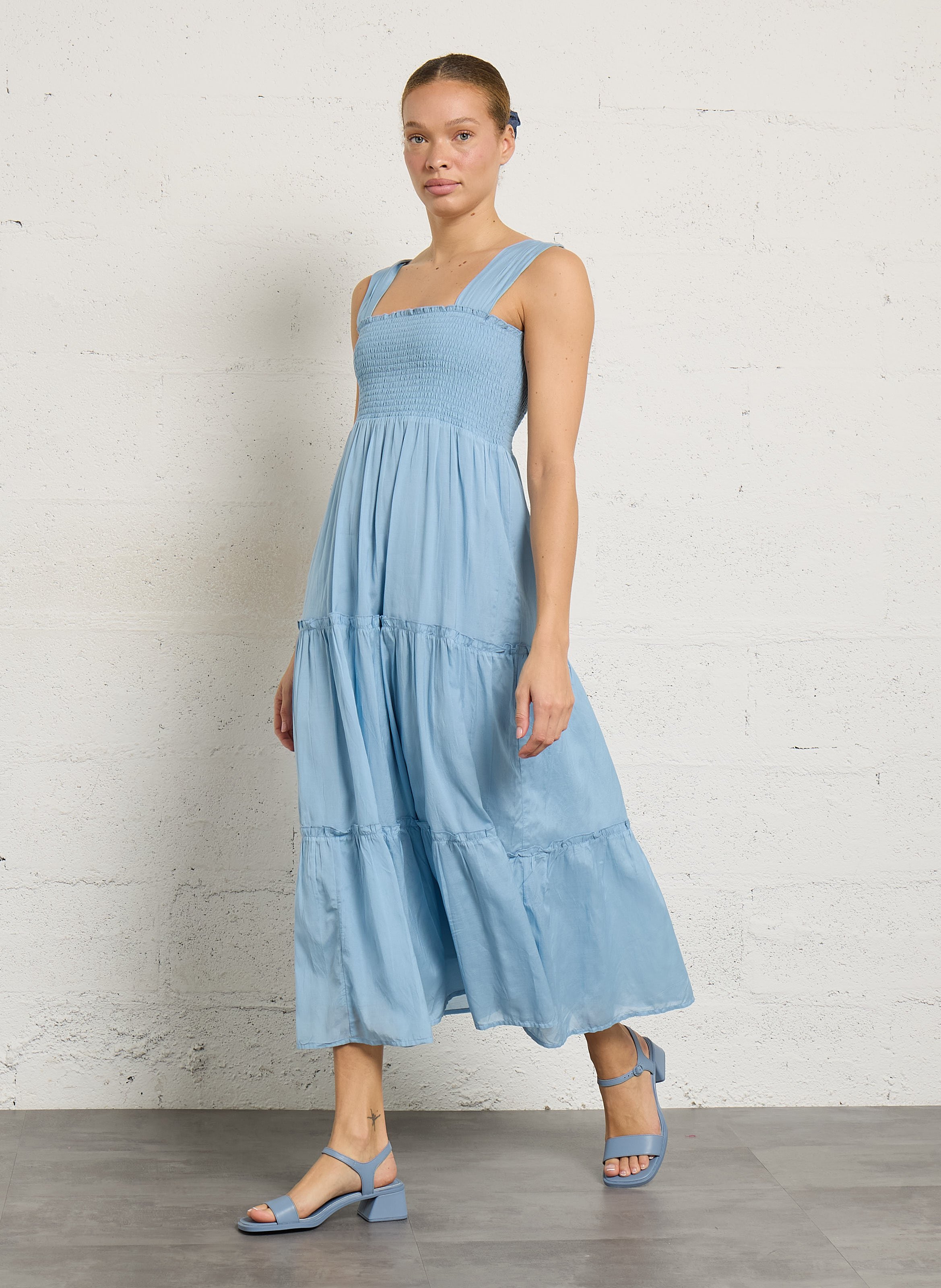 Long flounced dress PETITE MENDIGOTE Blue