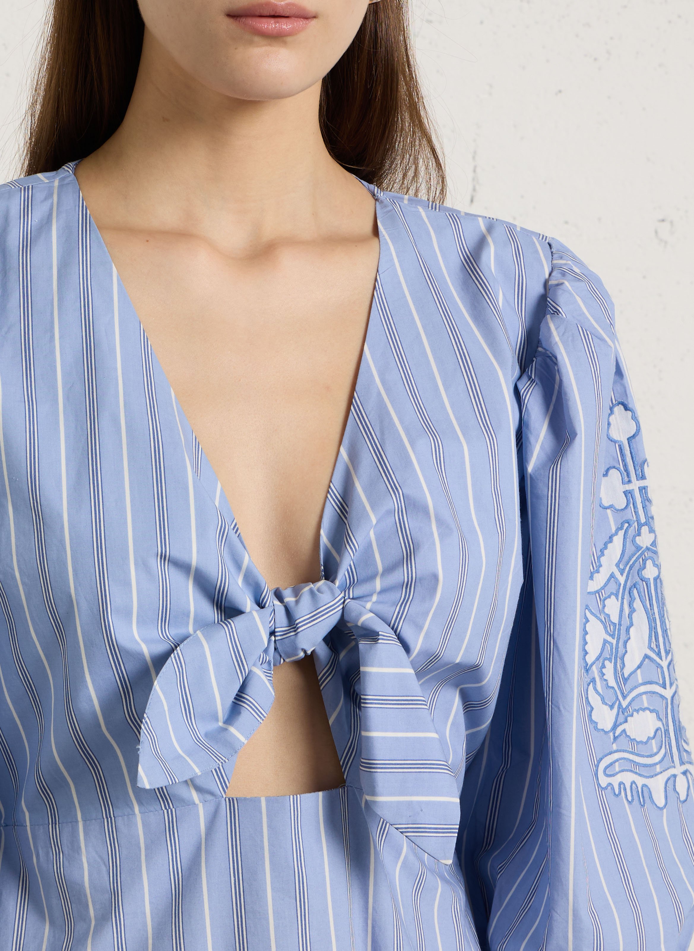 Robe midi ample rayée en coton LOUISE MISHA Bleu