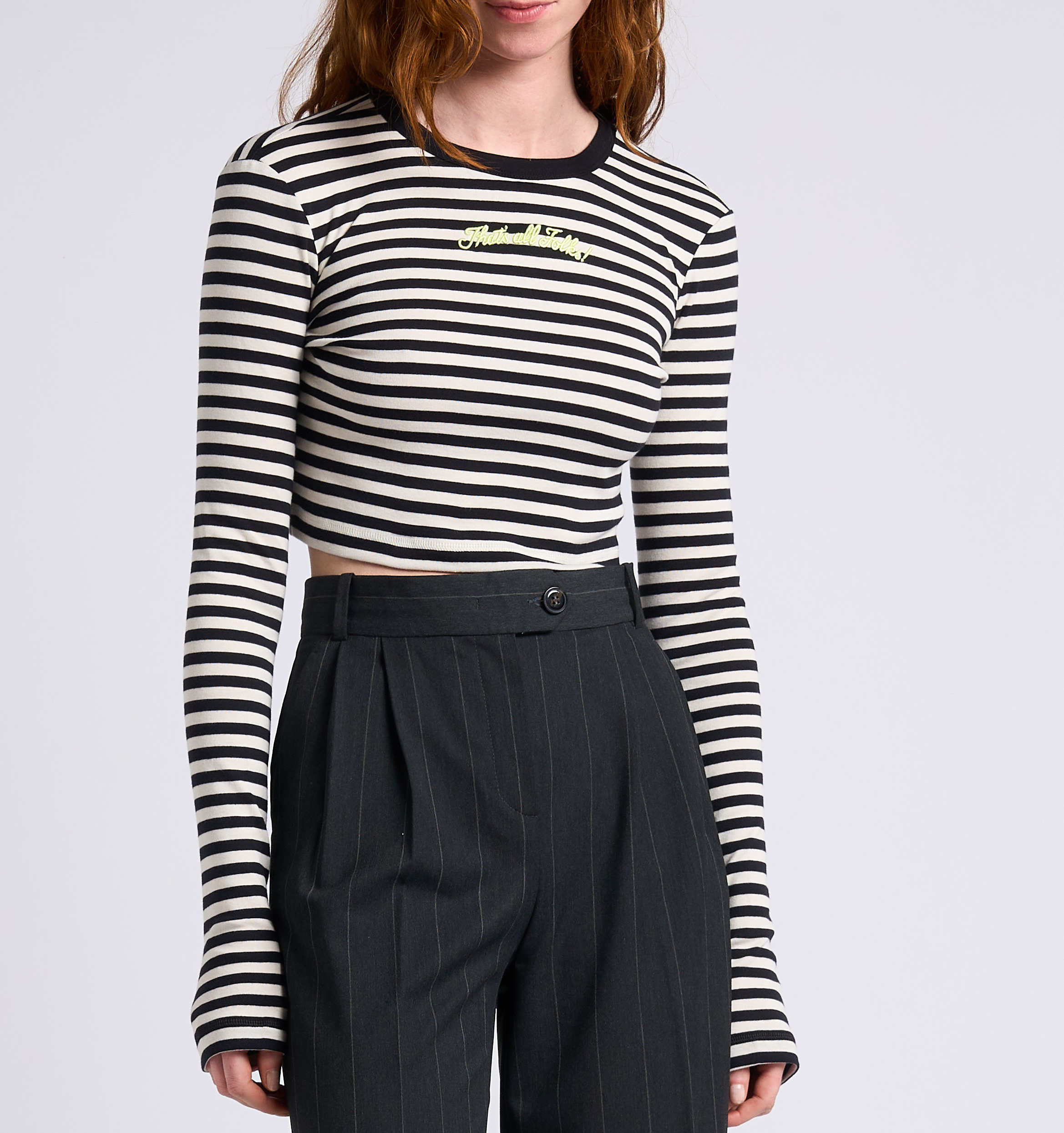 Gestreiftes Kurz-T-Shirt aus Baumwolle MAX&CO. x LOONEY TOONS MAX&Co. Schwarz