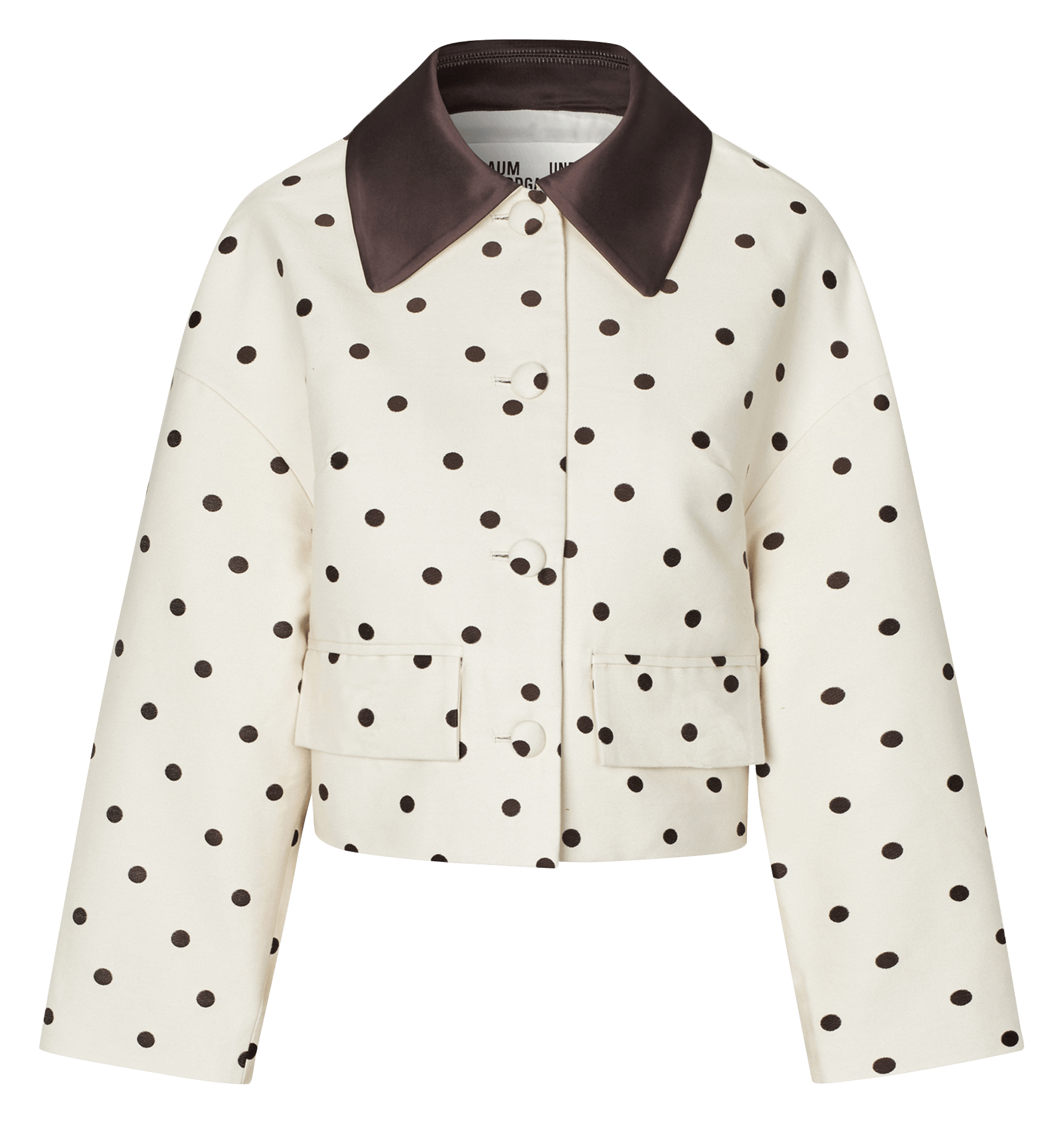 Gerade geschnittene Jacke mit klassischem Kragen aus Bio-Baumwolle mit Print. BAUM UND PFERDGARTEN Weiss