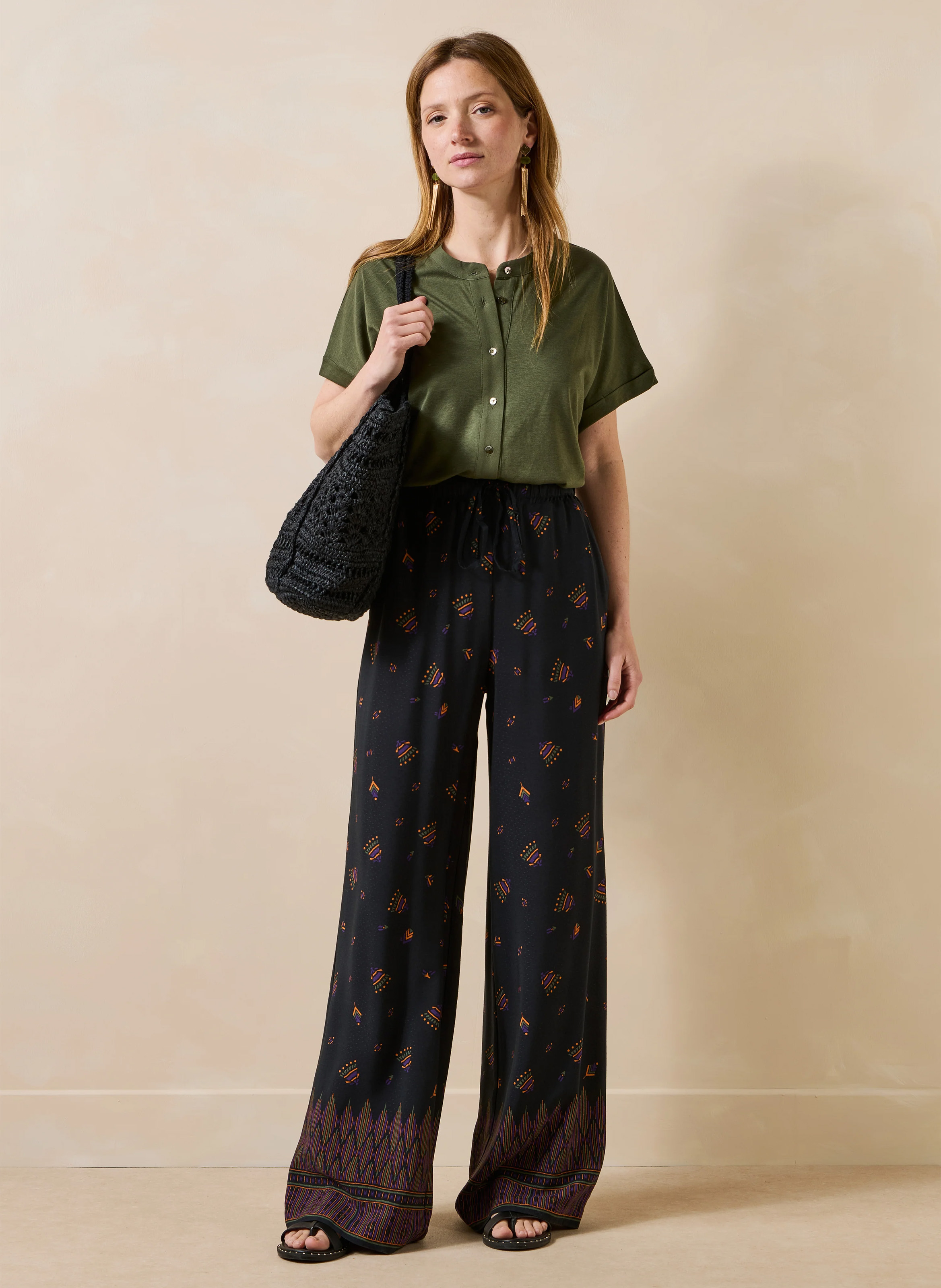 Top manches courtes boutonné uni LA FEE MARABOUTEE Vert