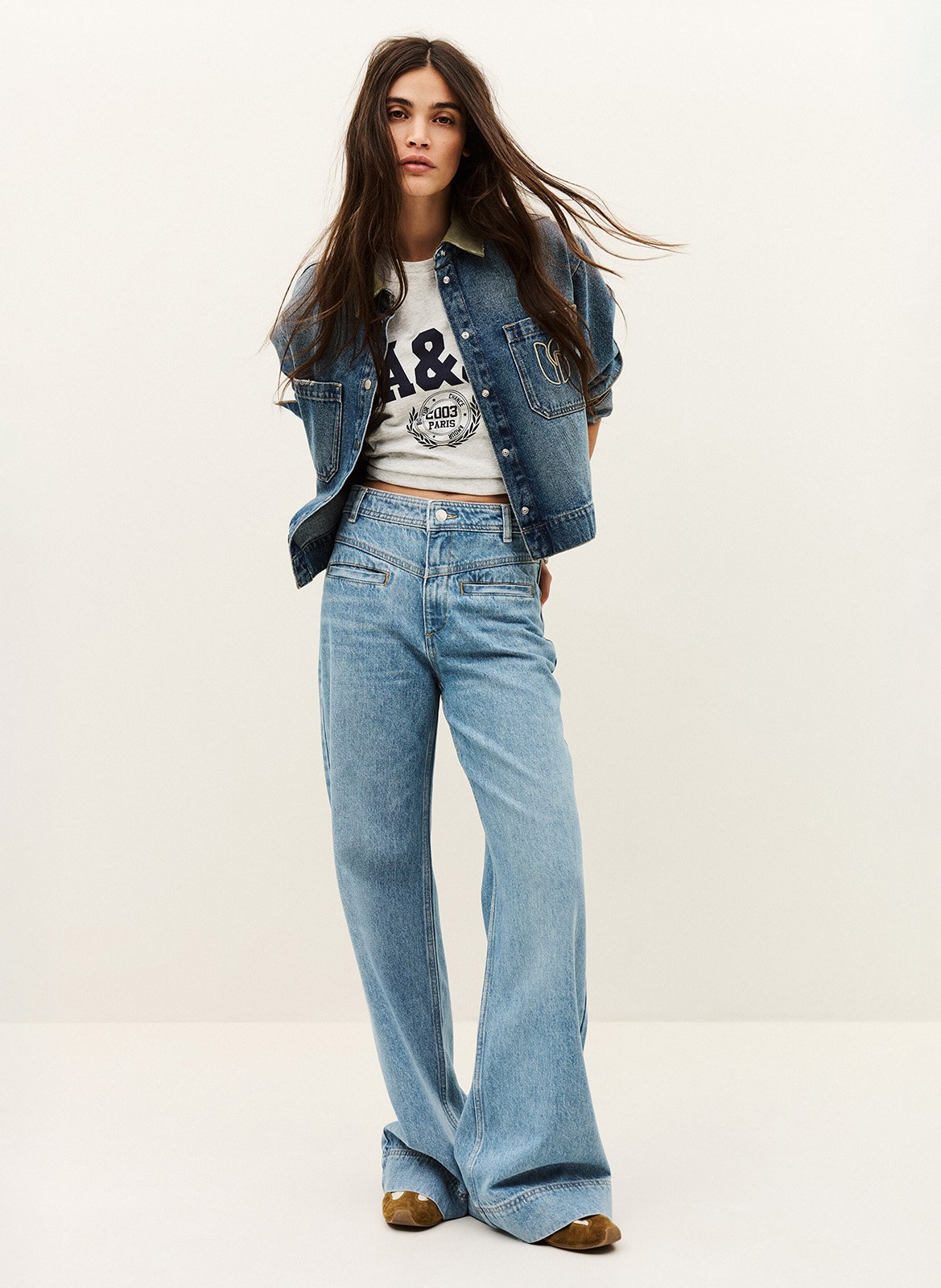 Wijde effen jeans met zakken BA&SH Blauw