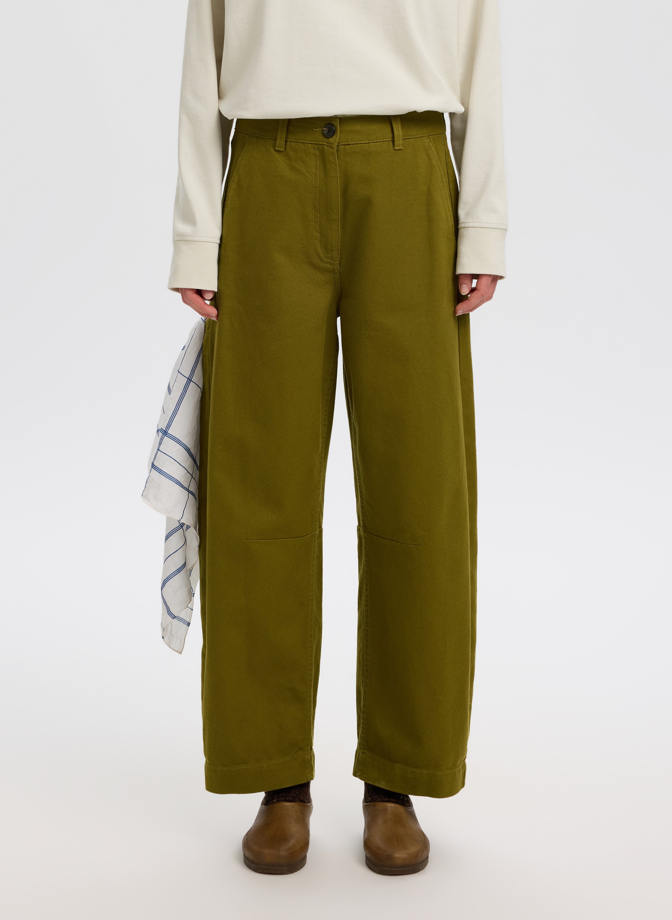 Wide-leg trousers in cotton and linen SELECTED