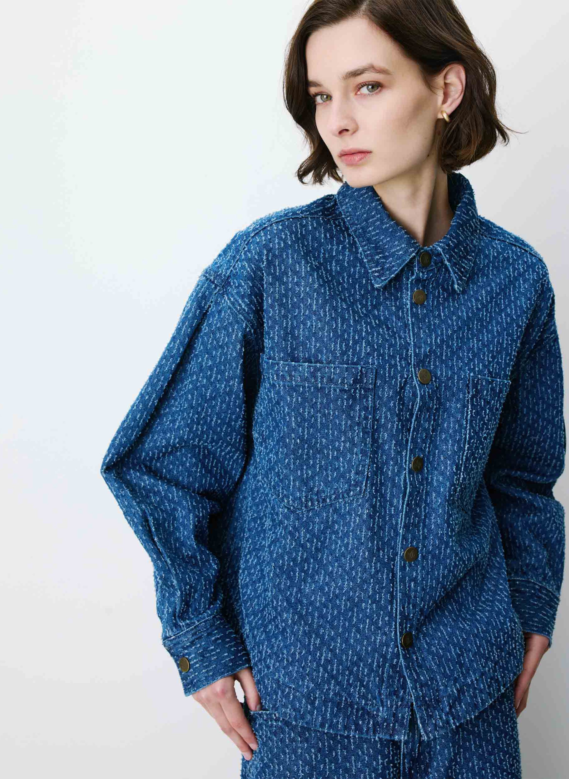 Oversized printed cotton shirt with classic collar GRACE ET MILA