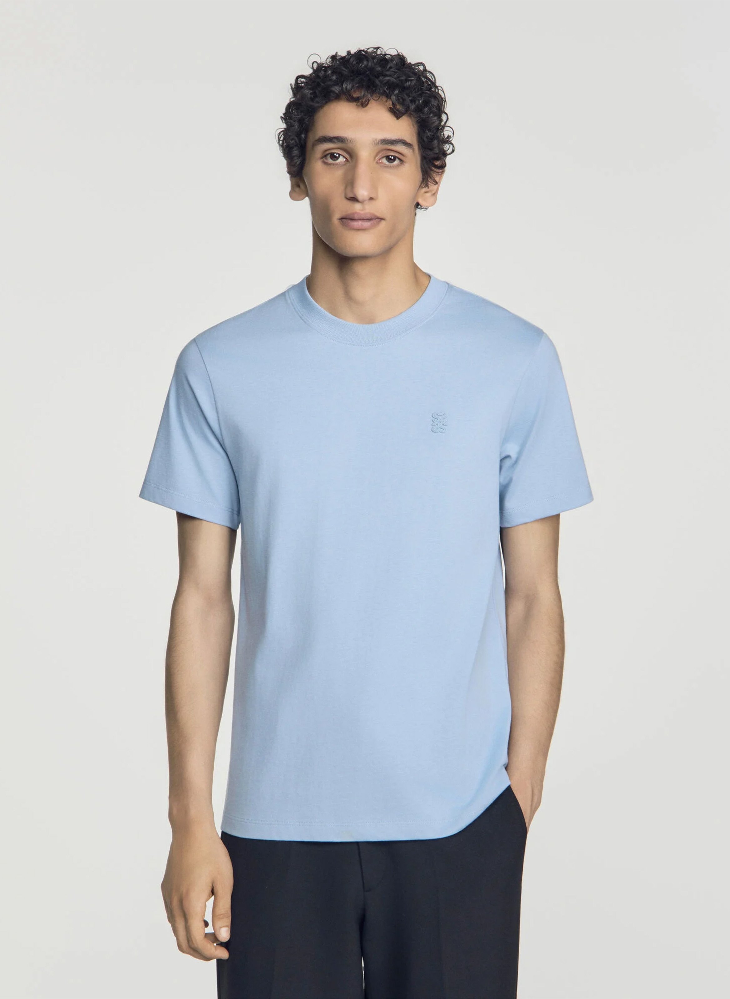 Tee-shirt droit col rond en coton SANDRO