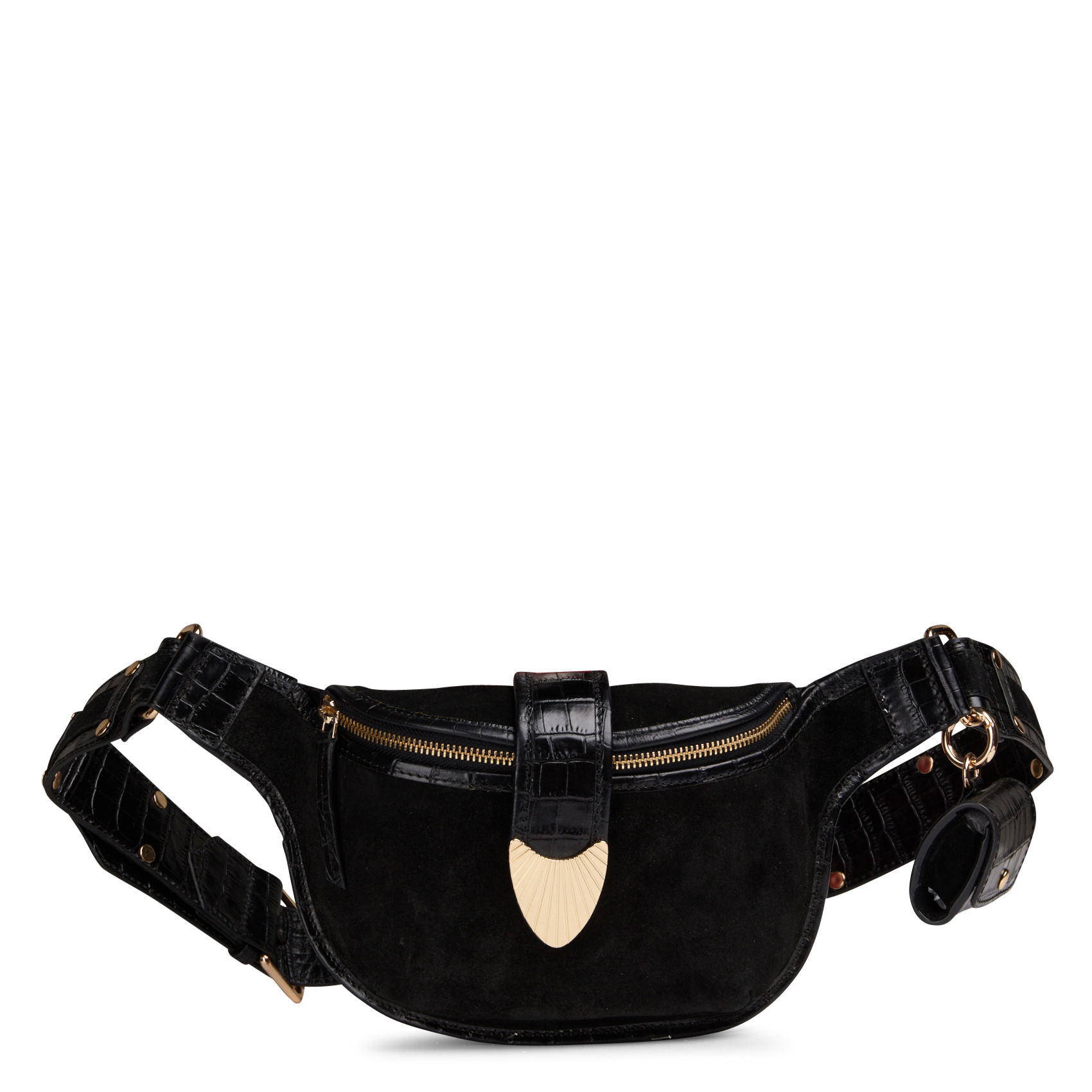 Crocodile-embossed leather fanny pack MAISON 123 Black