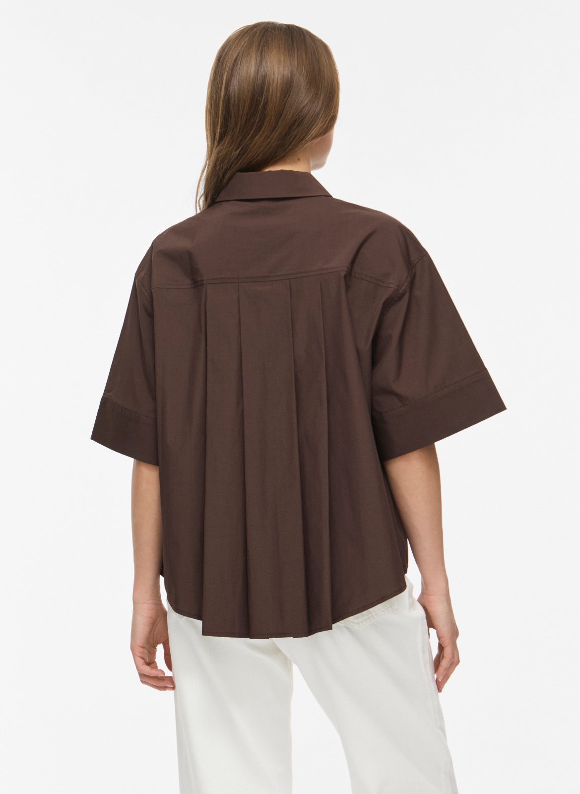 Straight shirt with classic collar VILA Brown