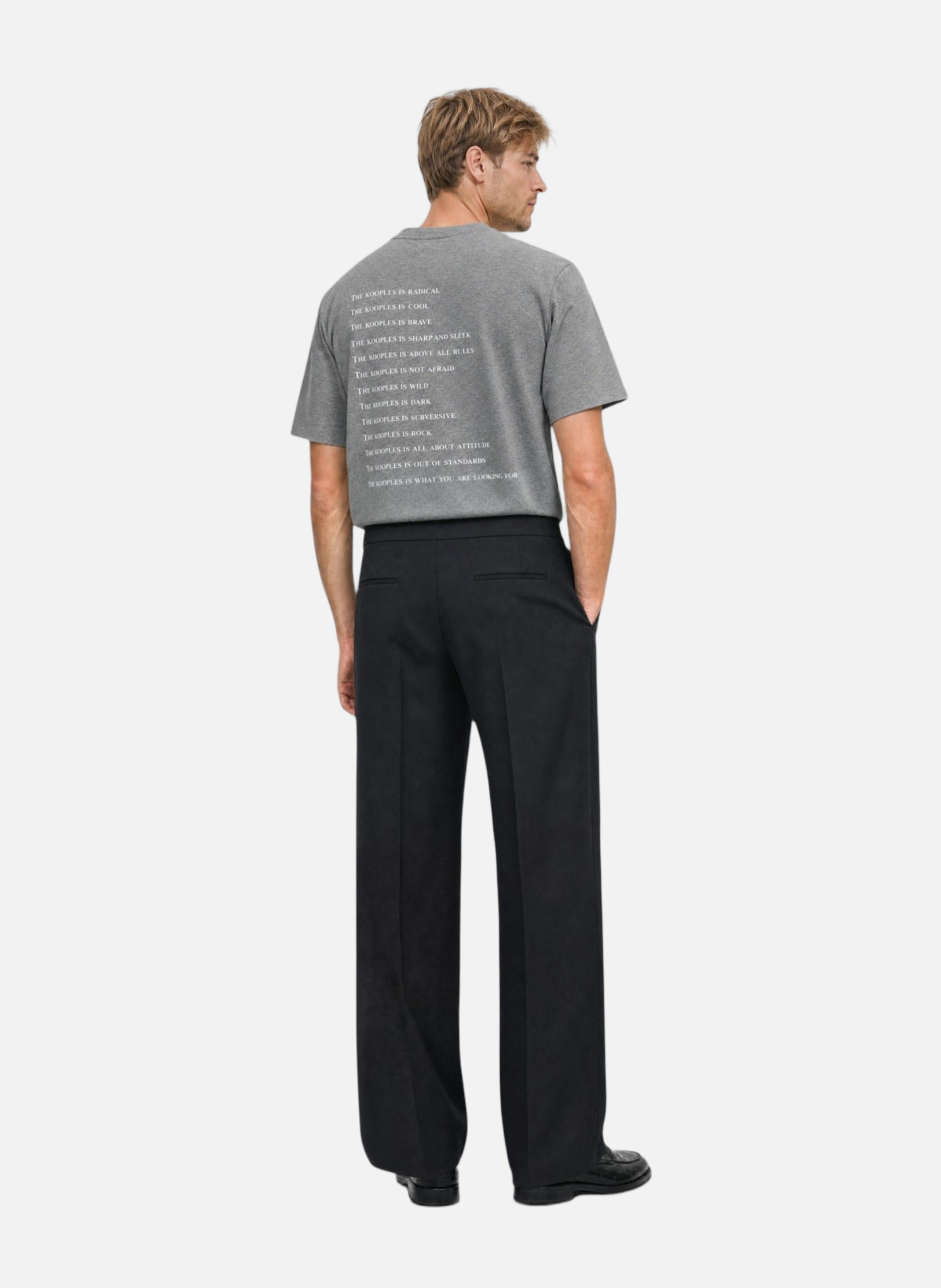 Grey denim patch T-shirt. THE KOOPLES Grey