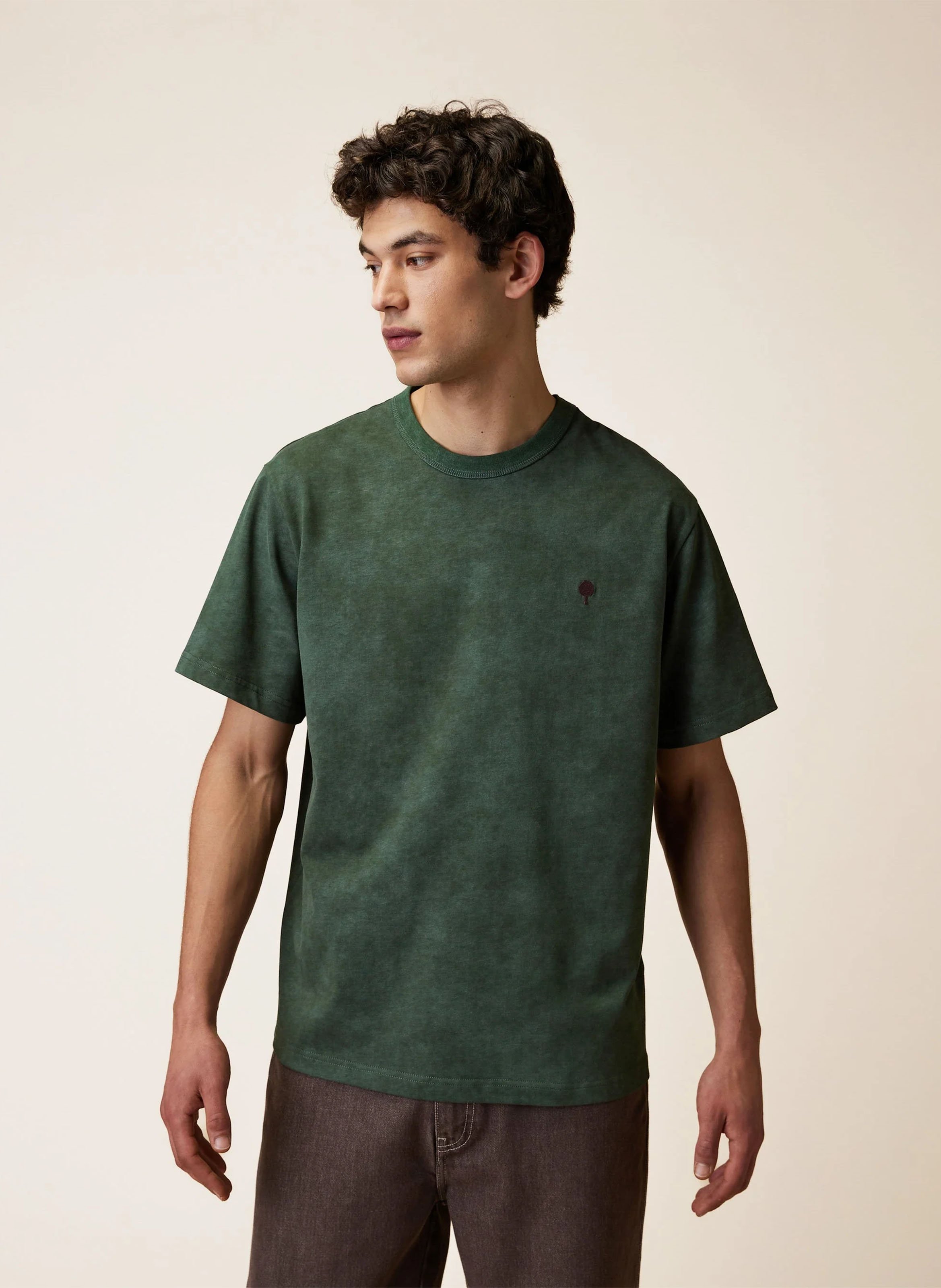 Round-neck cotton T-shirt FAGUO Green
