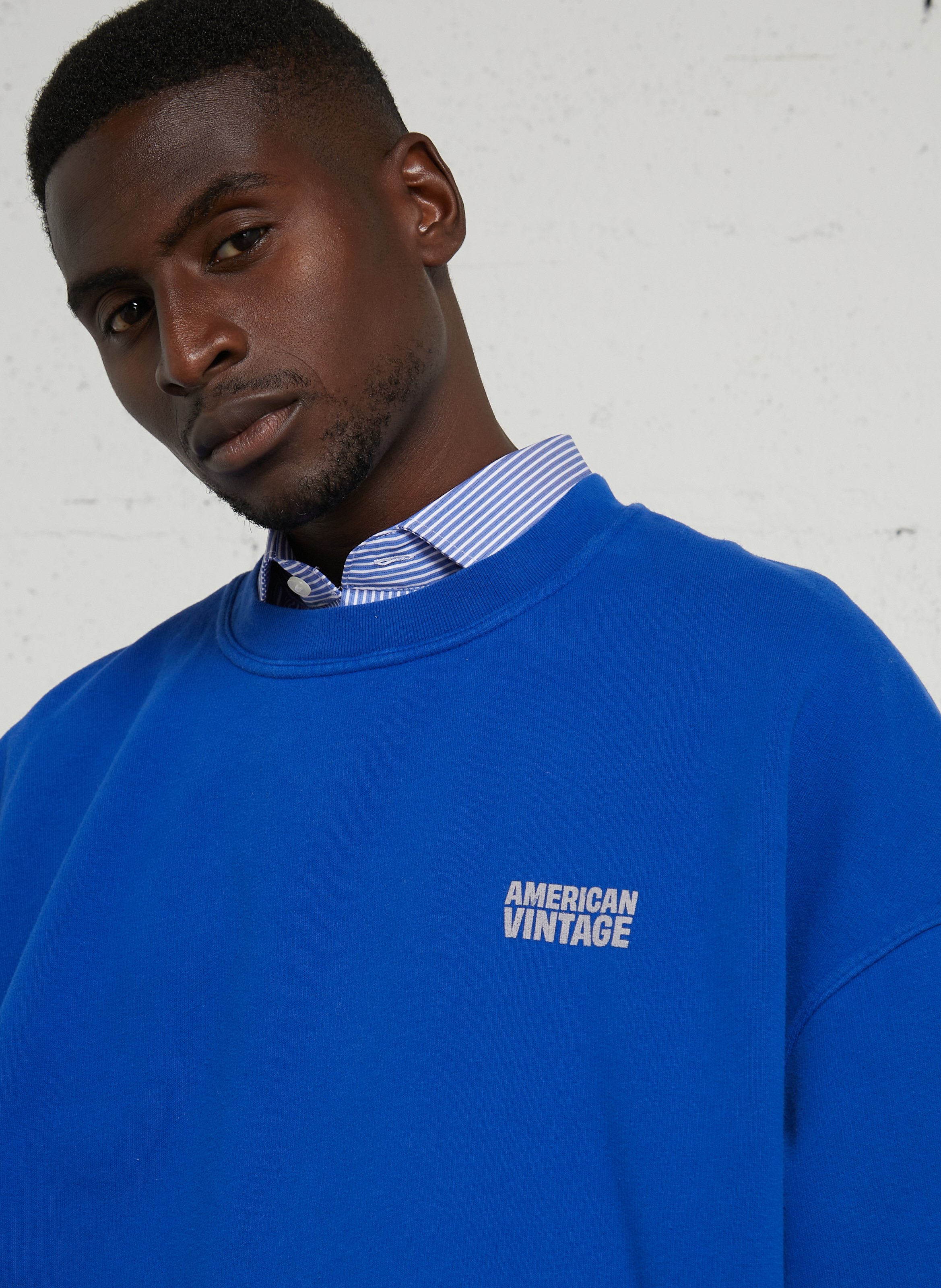 Kurzärmliger Baumwollpullover AMERICAN VINTAGE Blau