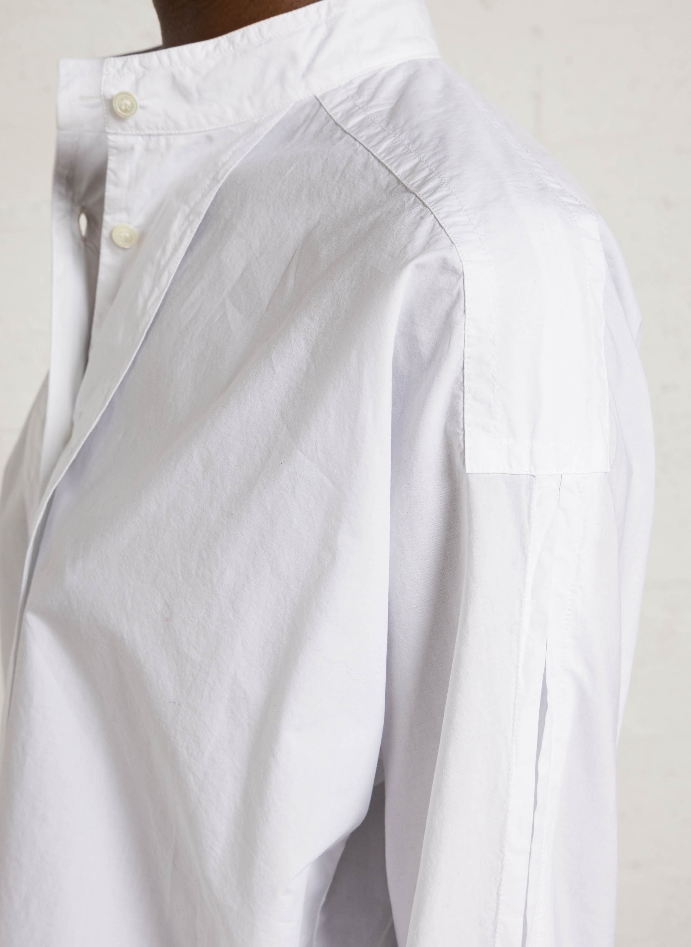 Gerade geschnittene Baumwollbluse mit Rundhalskragen POMANDERE Weiss
