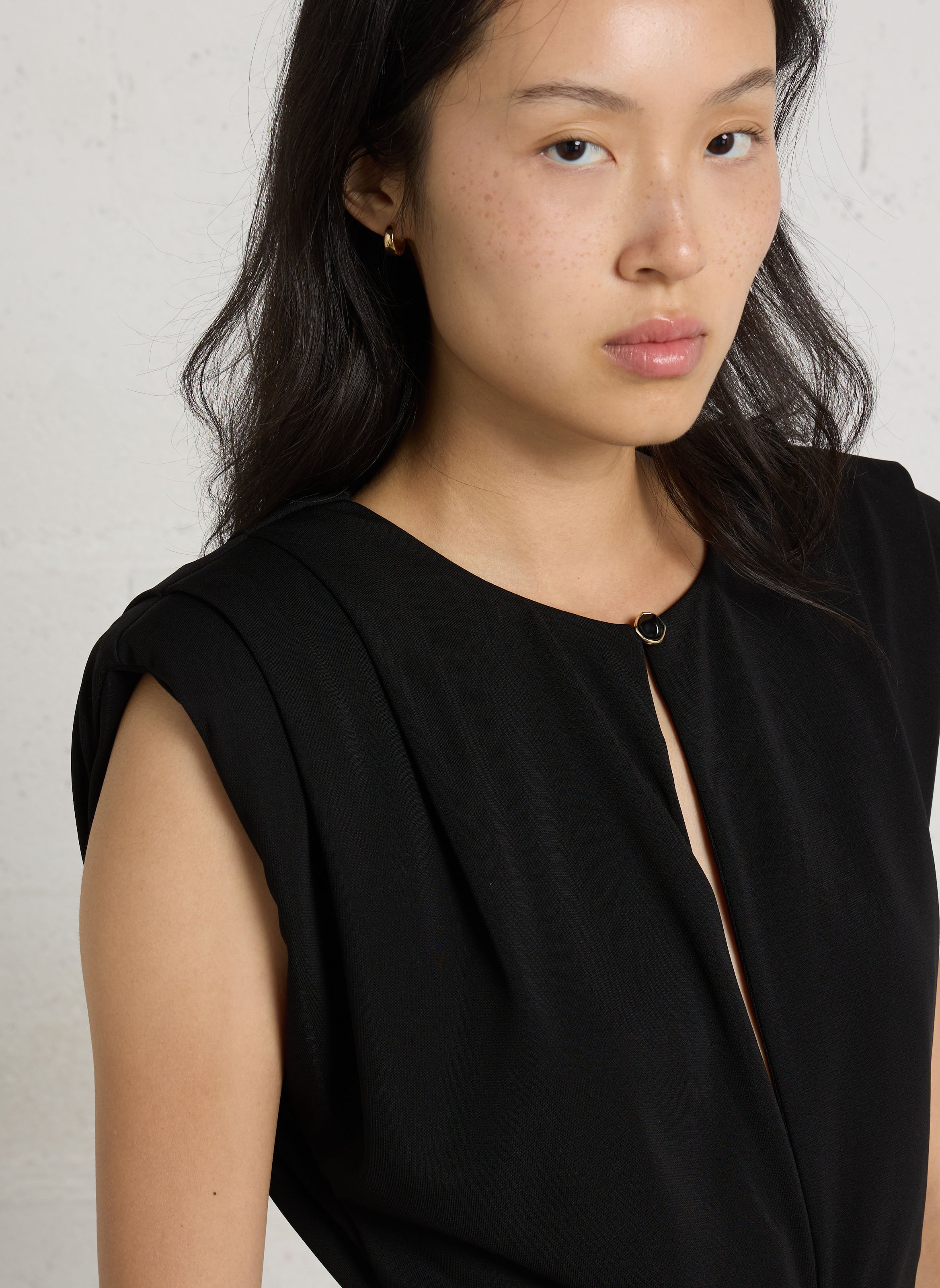Robe sans manches drapé IMPERIAL Noir