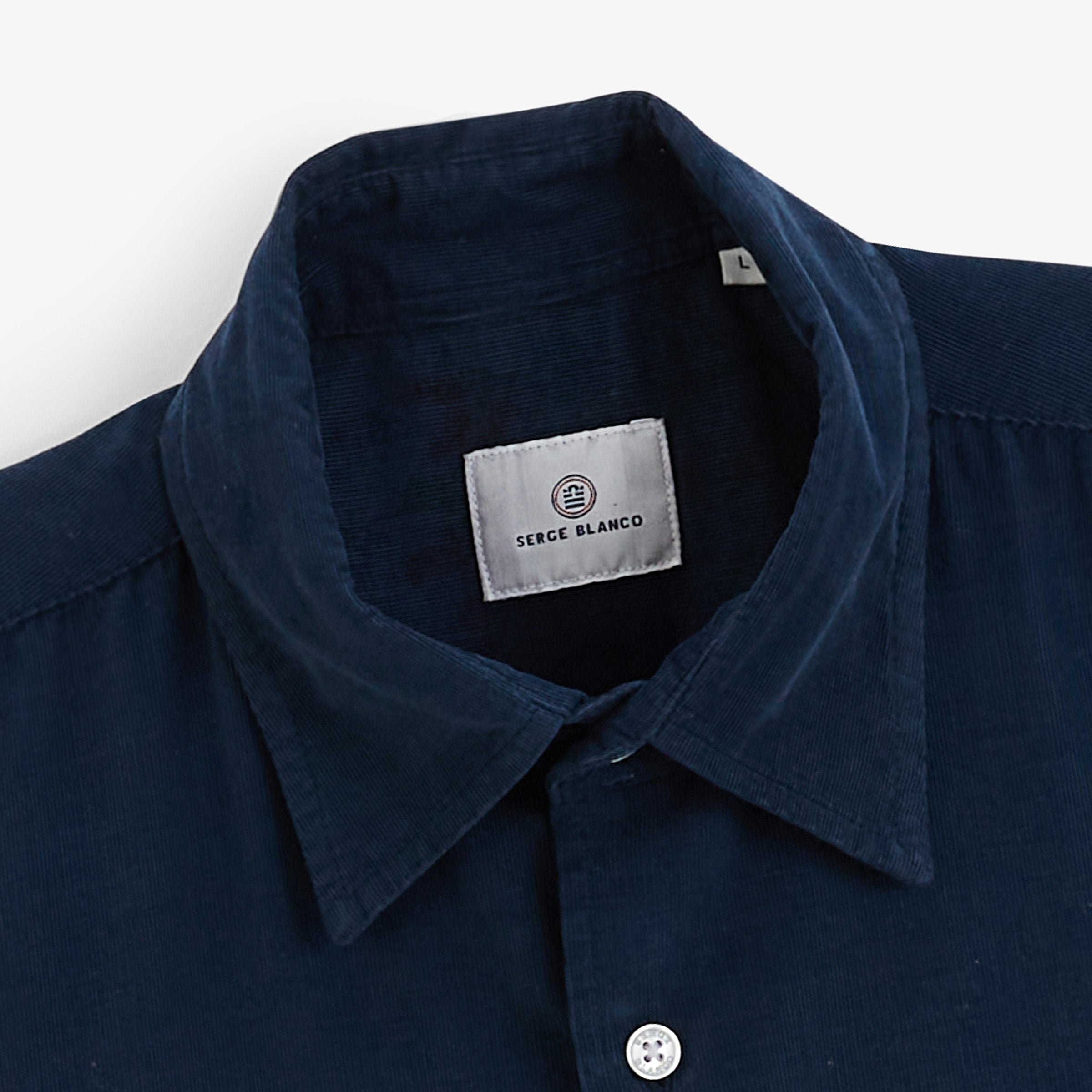 Navy blue corduroy long-sleeve shirt SERGE BLANCO Blue