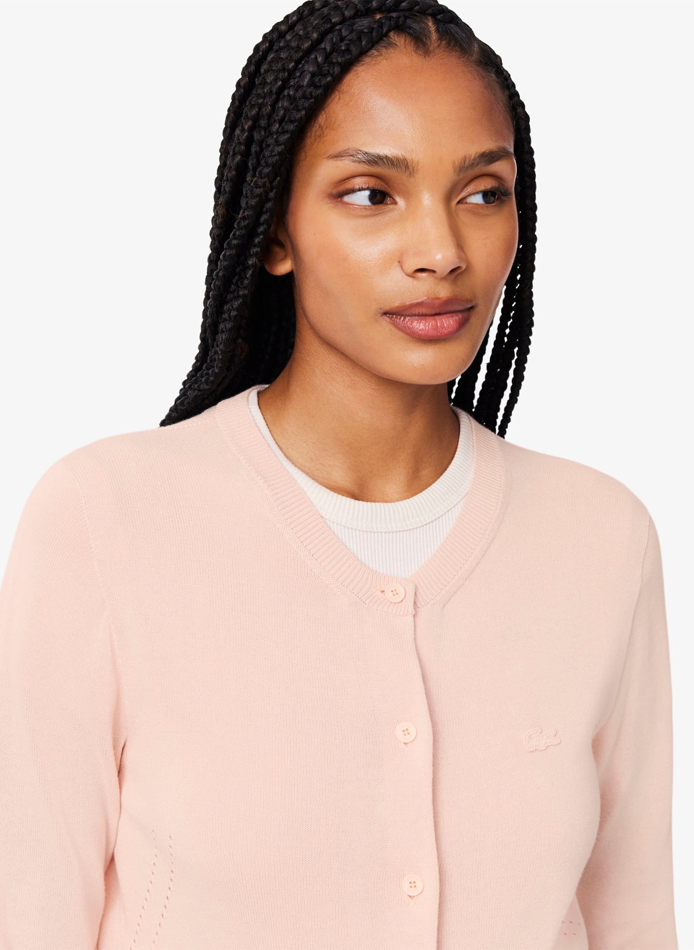 Gerader V-Ausschnitt Cardigan aus Baumwolle LACOSTE Rosa